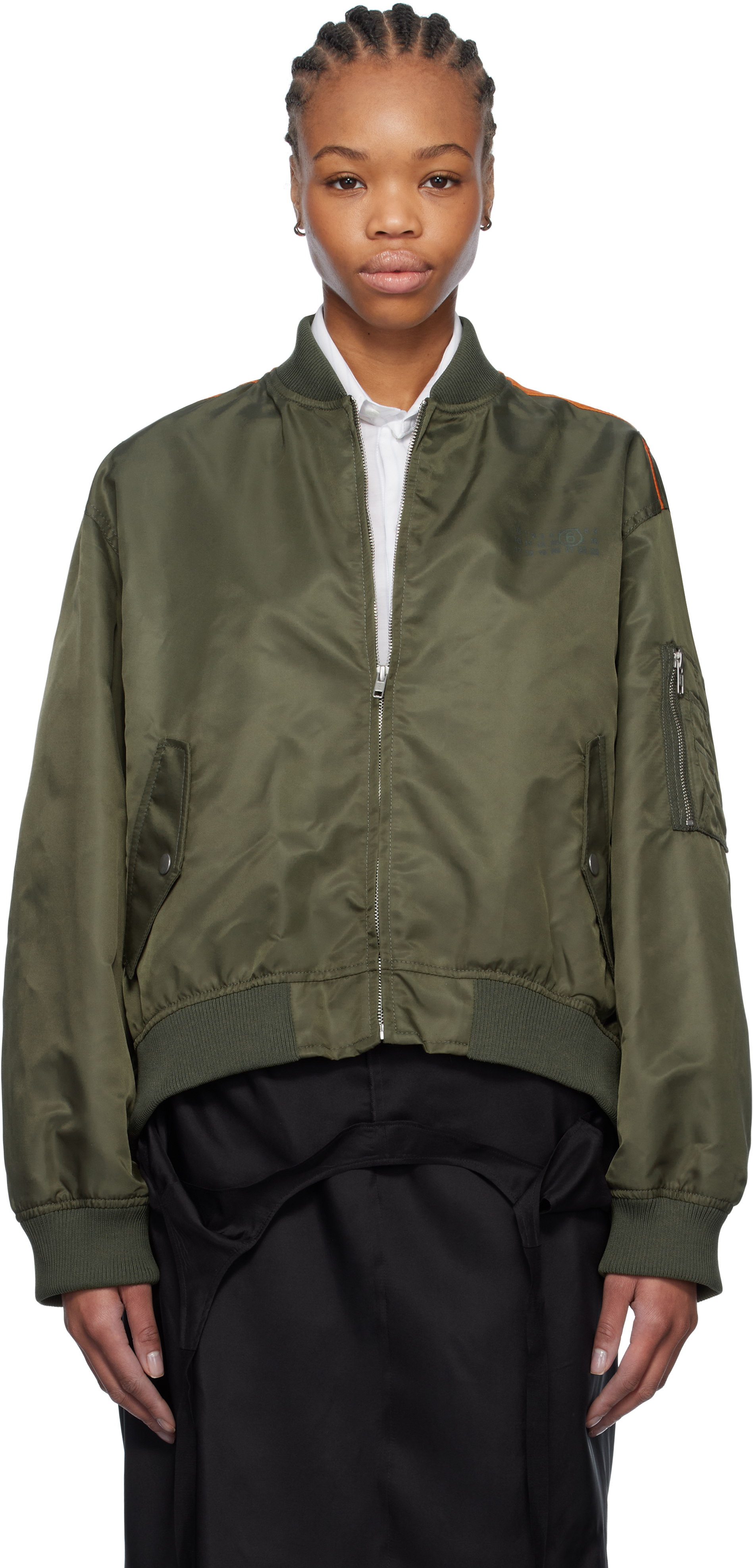 Khaki Spliced Bomber Jacket