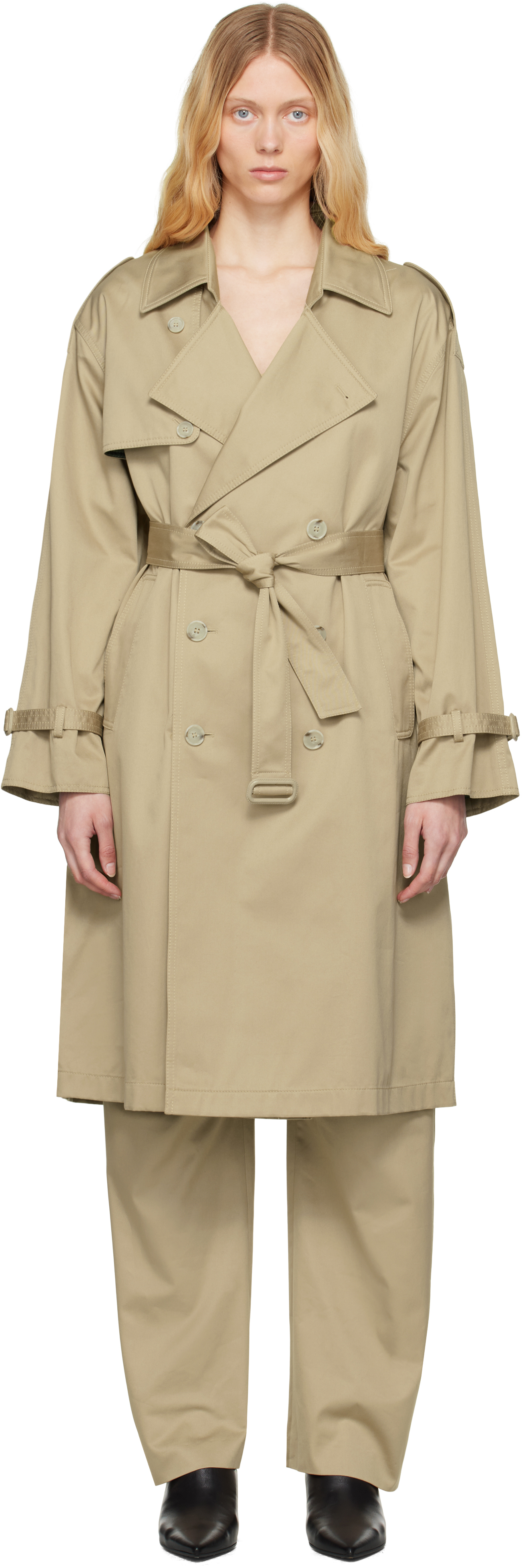 Beige Dual Wear Light Cotton Twill Trench Coat