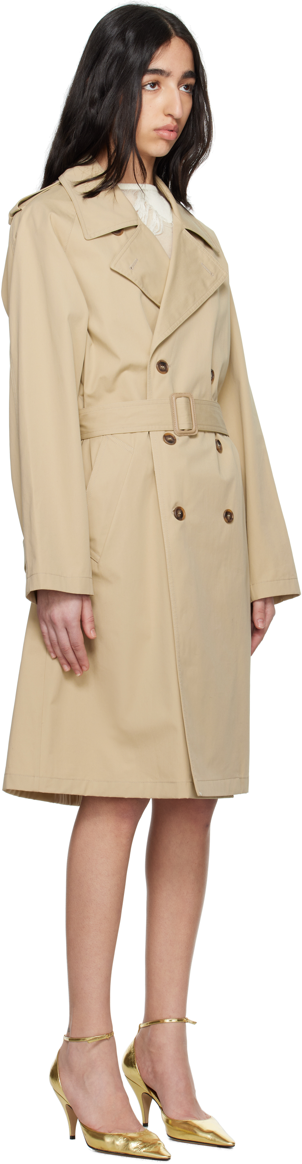 Mm6 Maison Margiela Beige Cotton Gabardine Trench Coat In 113 Beige