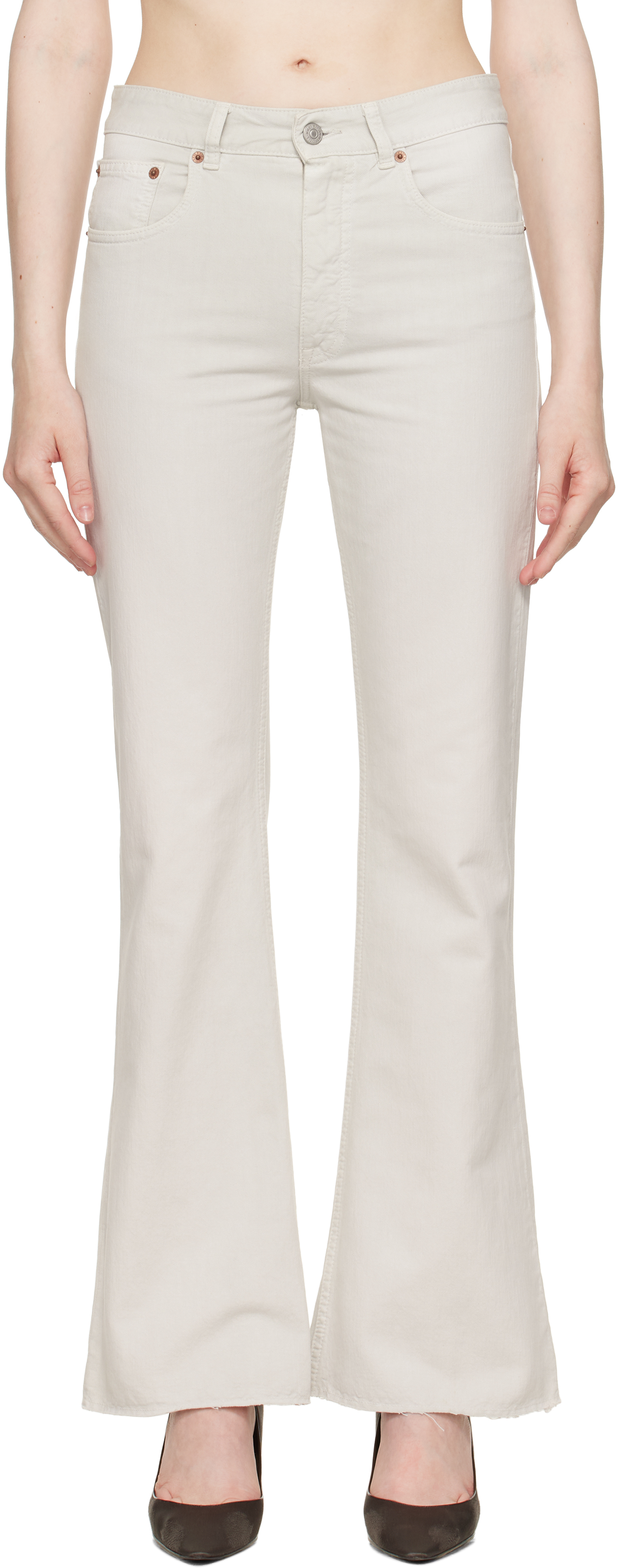 Mm6 Maison Margiela Off-white 5 Pockets Jeans In White