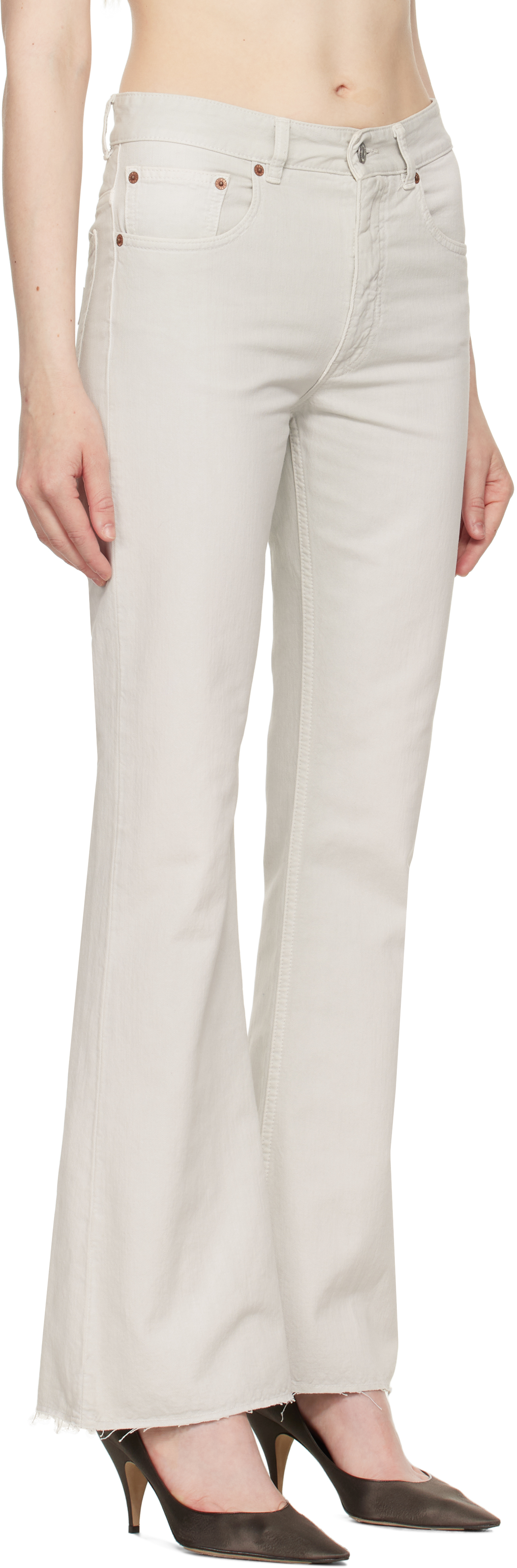 Mm6 Maison Margiela Off-white 5 Pockets Jeans In White