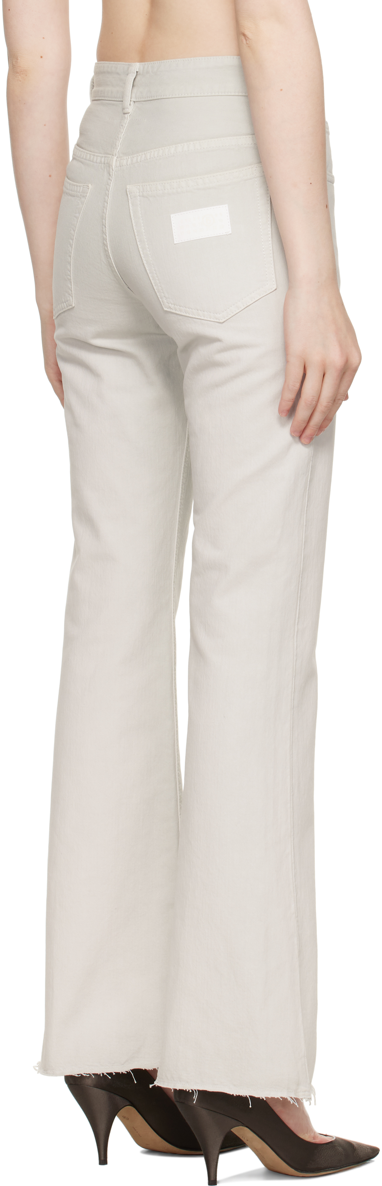 Mm6 Maison Margiela Off-white 5 Pockets Jeans In White