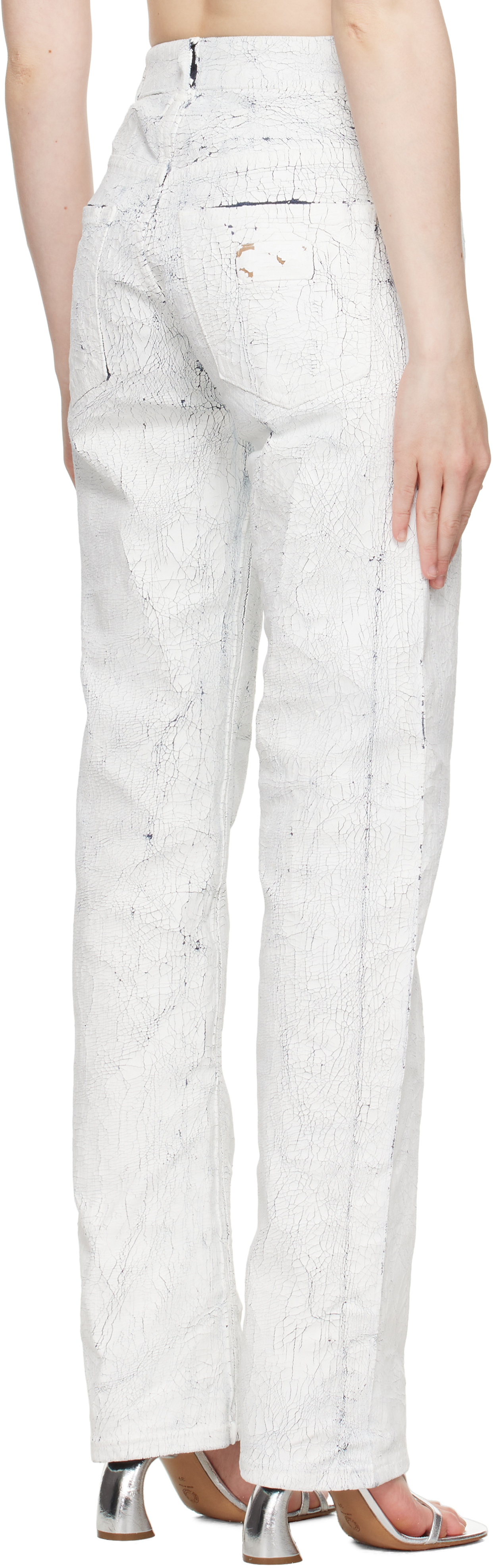 Mm6 Maison Margiela White & Navy 5 Pockets Jeans In 961 White