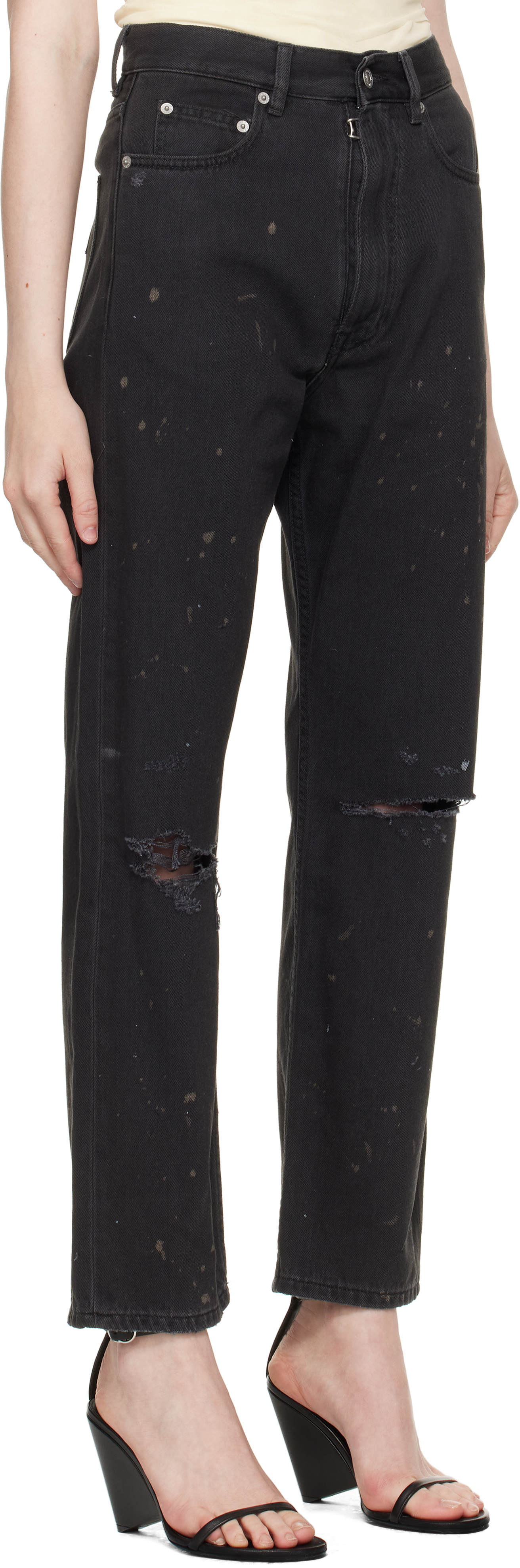 Shop Mm6 Maison Margiela Black 5 Pockets Jeans