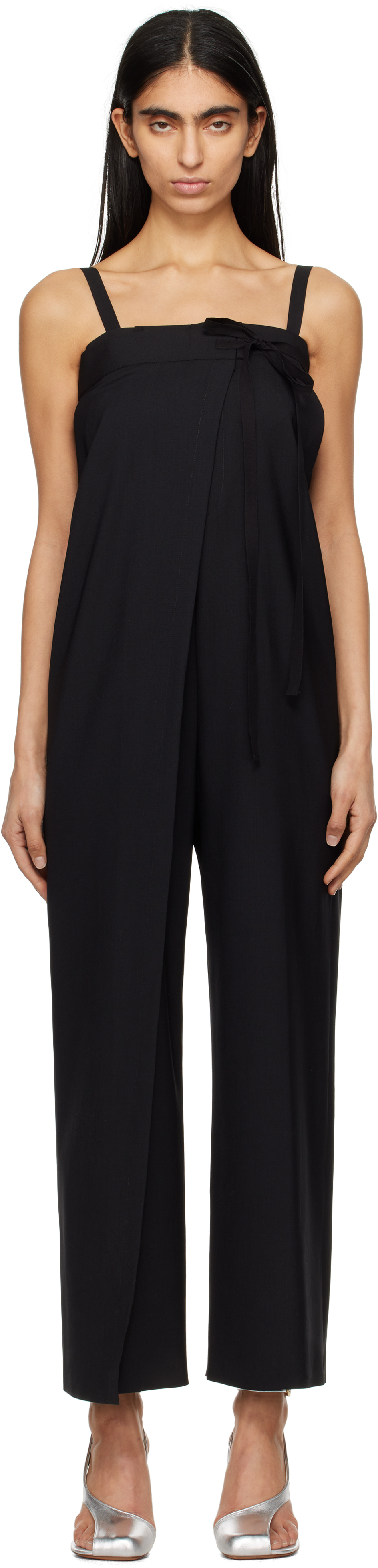 Black Tailoring Wool Canvas Trouser Jumpsuit