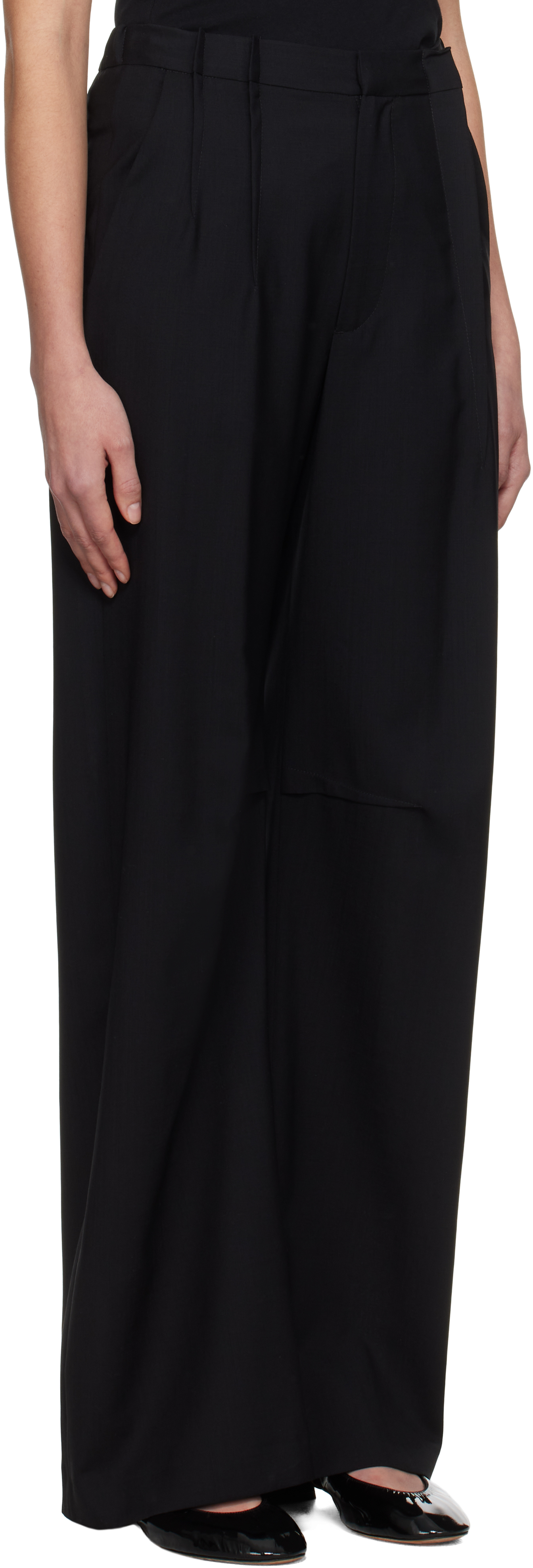 Mm6 Maison Margiela Black Tailoring Wool Trousers In 900 Black