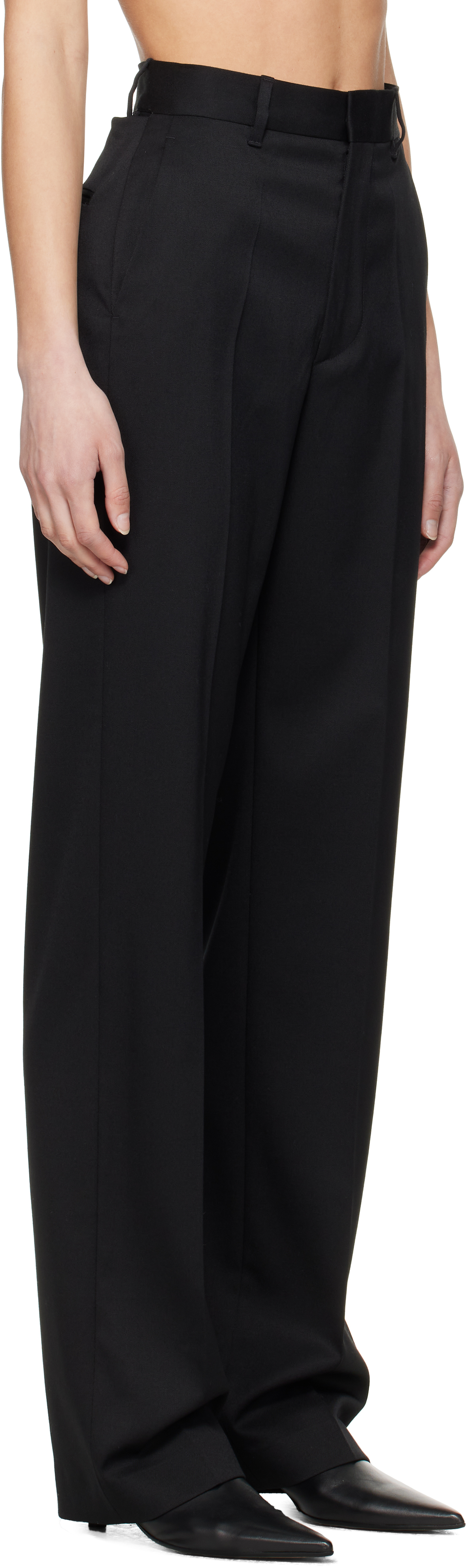 Mm6 Maison Margiela Black Tailoring Wool Blend Trousers In 900 Black