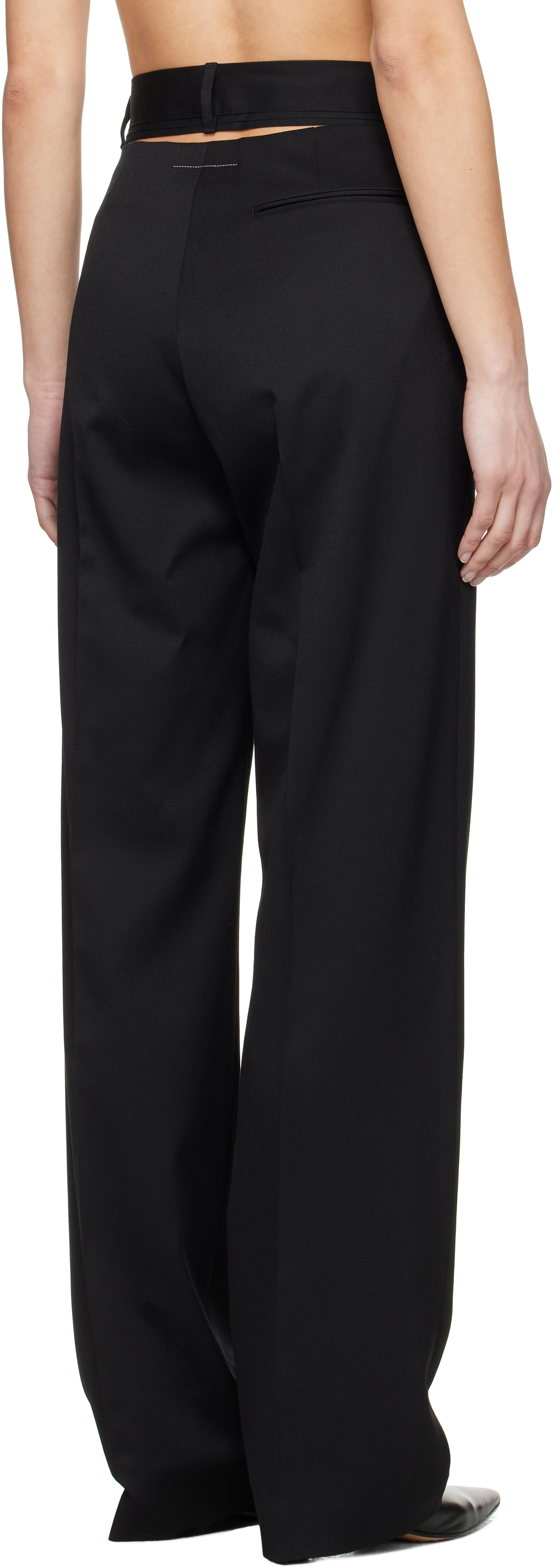 Mm6 Maison Margiela Black Tailoring Wool Blend Trousers In 900 Black