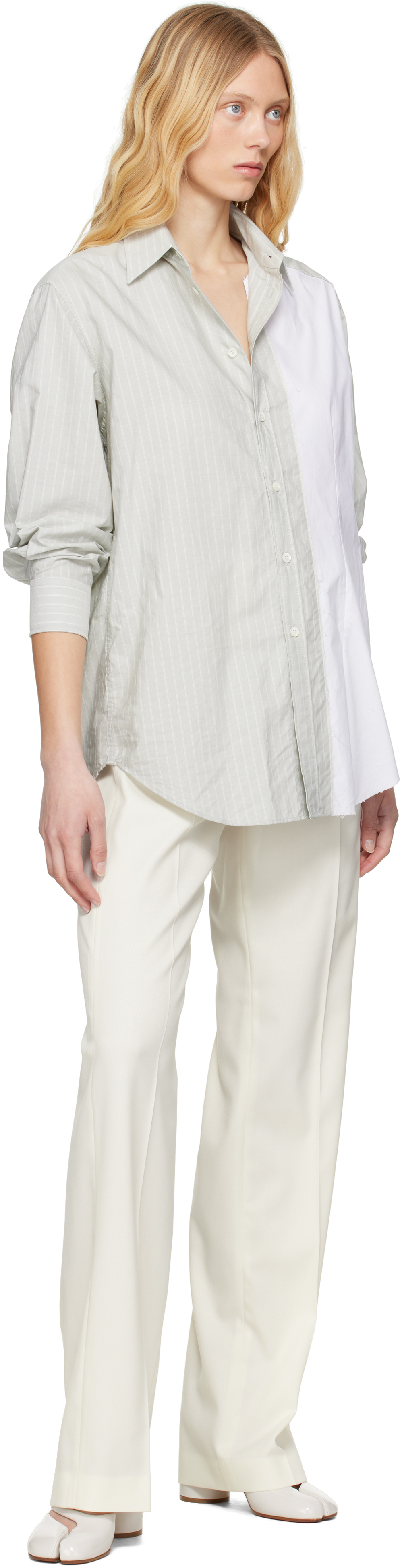Mm6 Maison Margiela Off-white Tailoring Wool Blend Trousers In 101 Off White