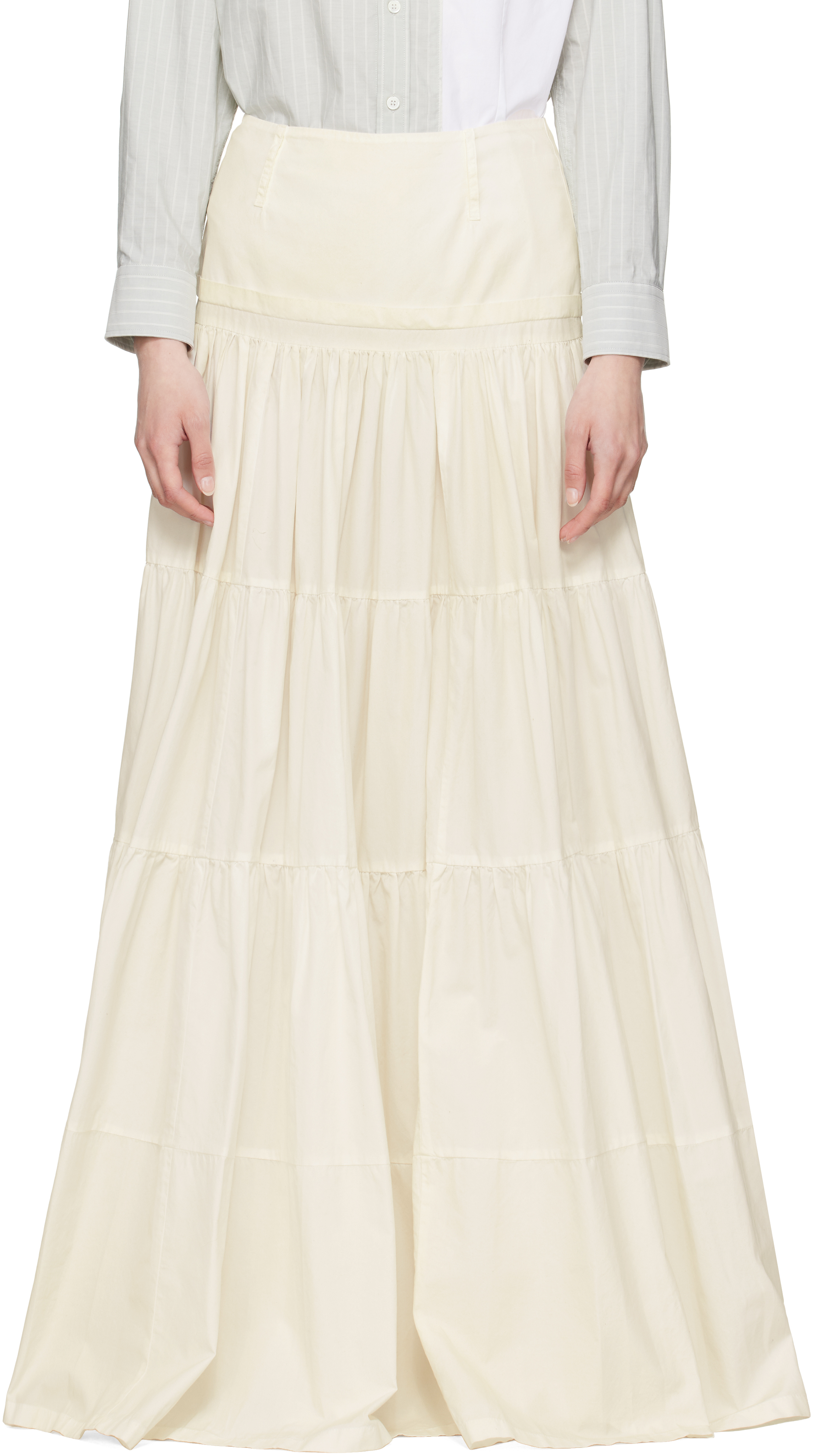 Off-White Light Cotton Poplin Maxi Skirt