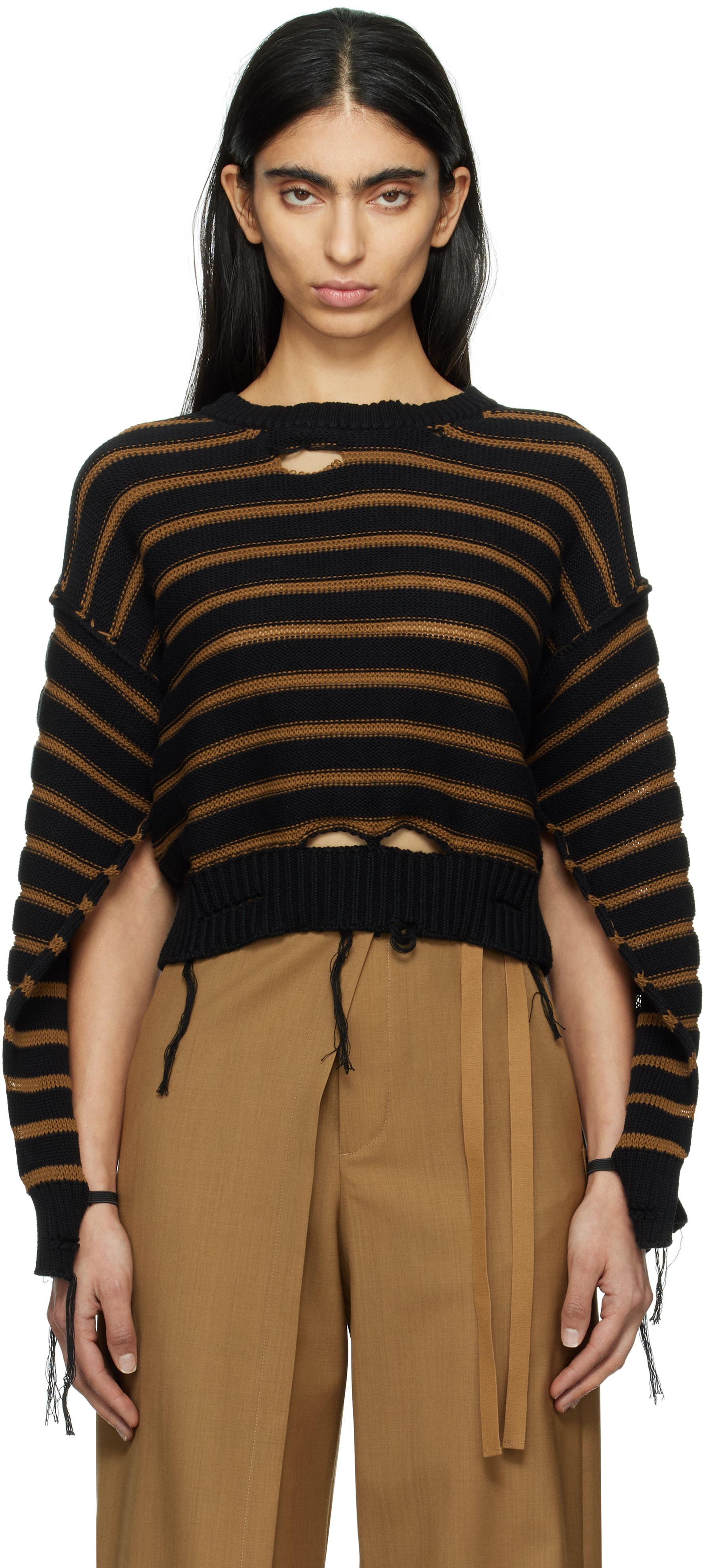 Black 
Brown Mariniere Crewneck Sweater