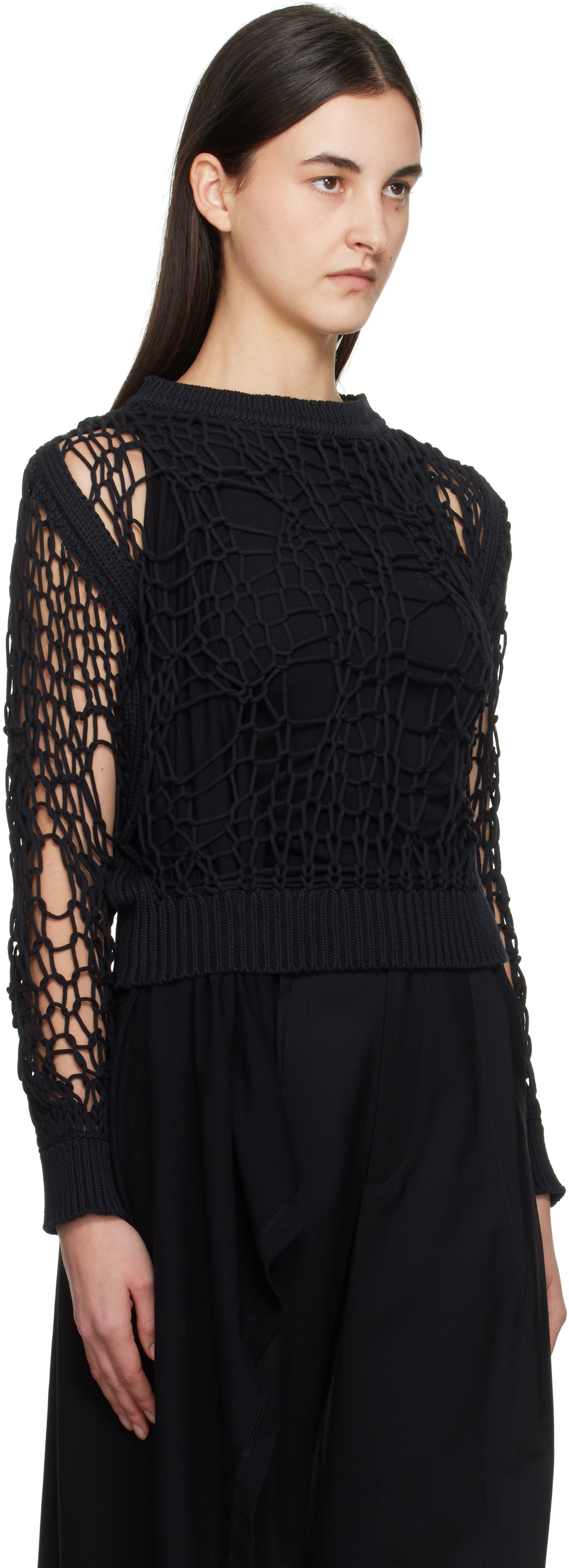 Mm6 Maison Margiela Black Messy Filter Crewneck In 900 Black