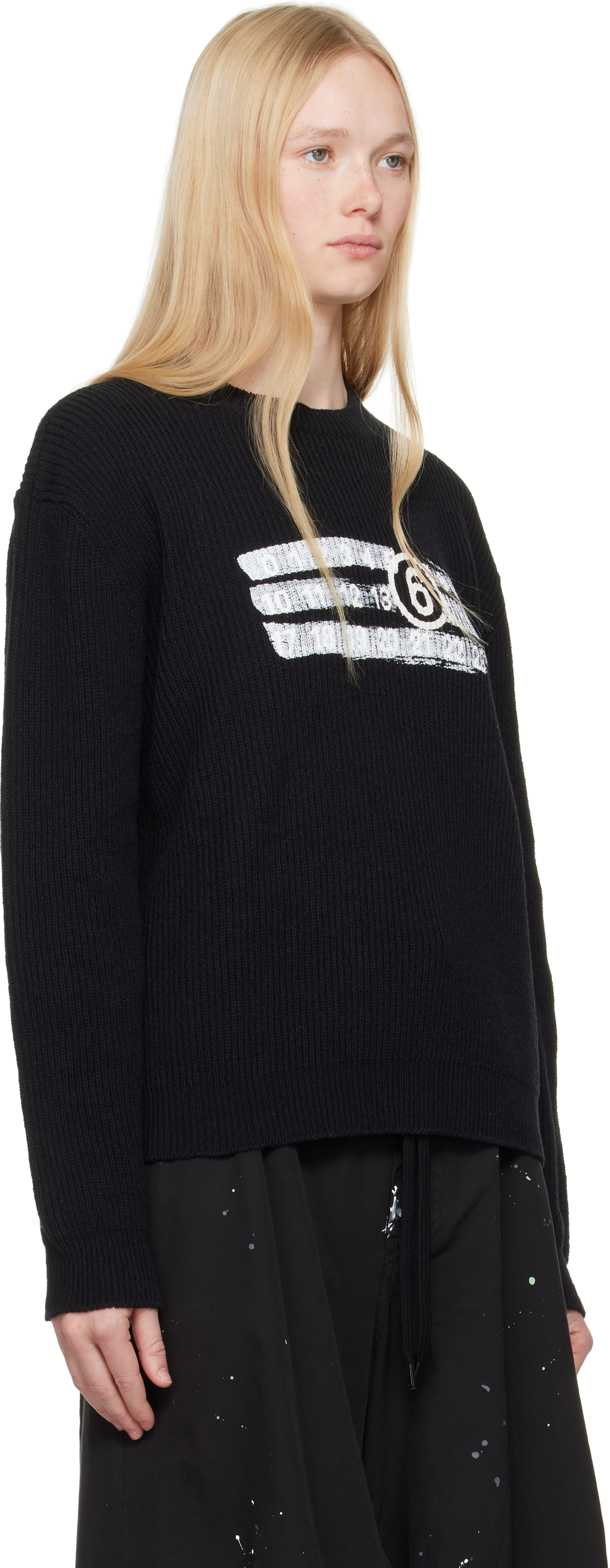 Shop Mm6 Maison Margiela Black Numeric Knit Sweater In 900 Black