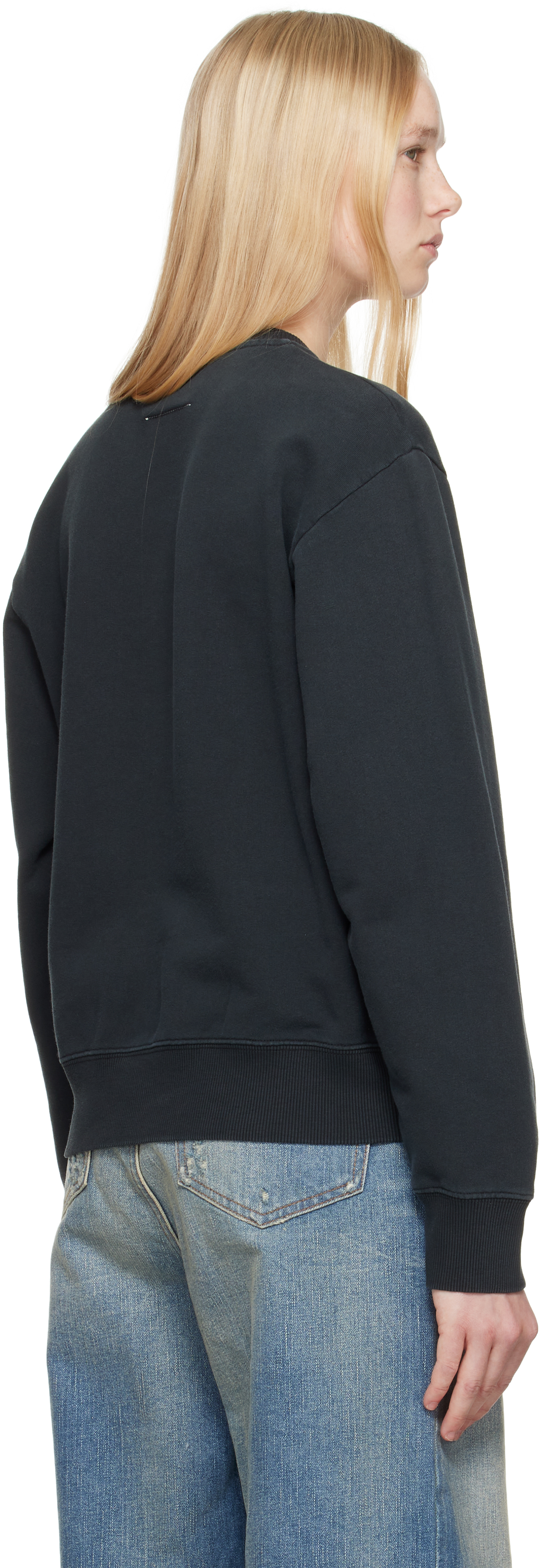Shop Mm6 Maison Margiela Black Unbrushed Sweat Jersey Sweatshirt In 900 Black