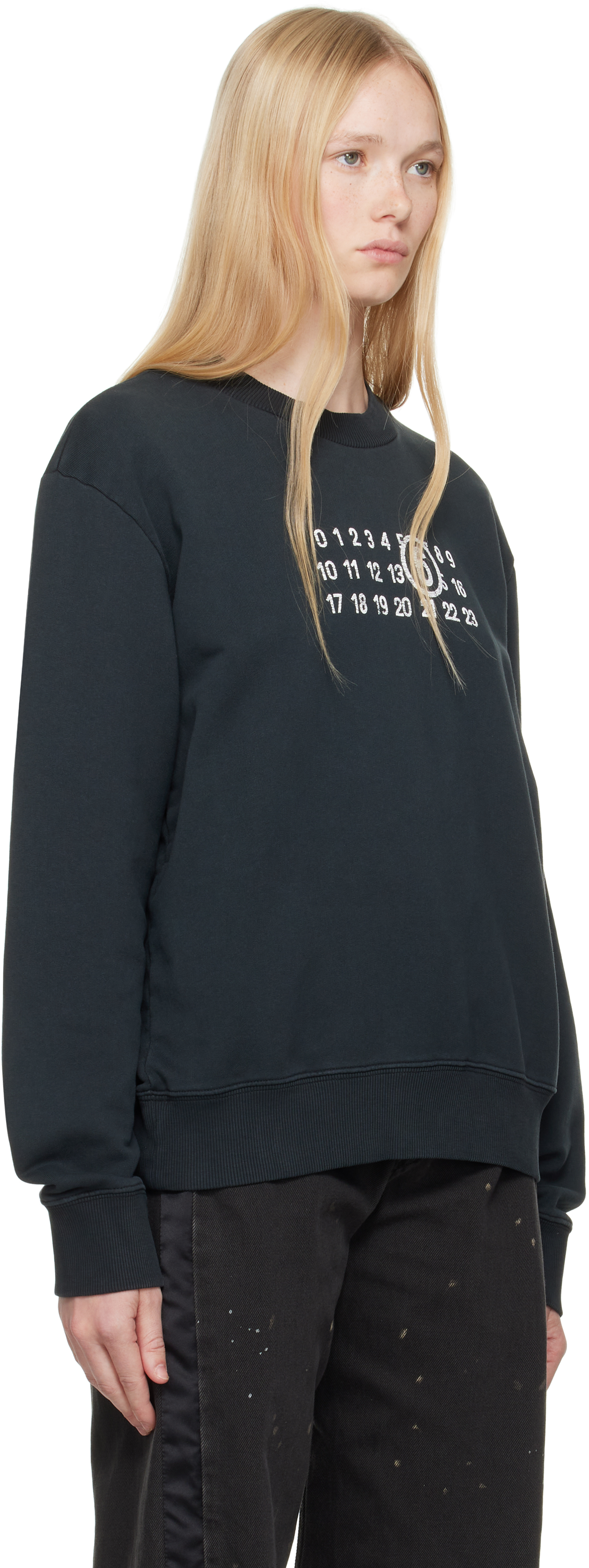 Shop Mm6 Maison Margiela Black Numeric Sweatshirt In 900 Black