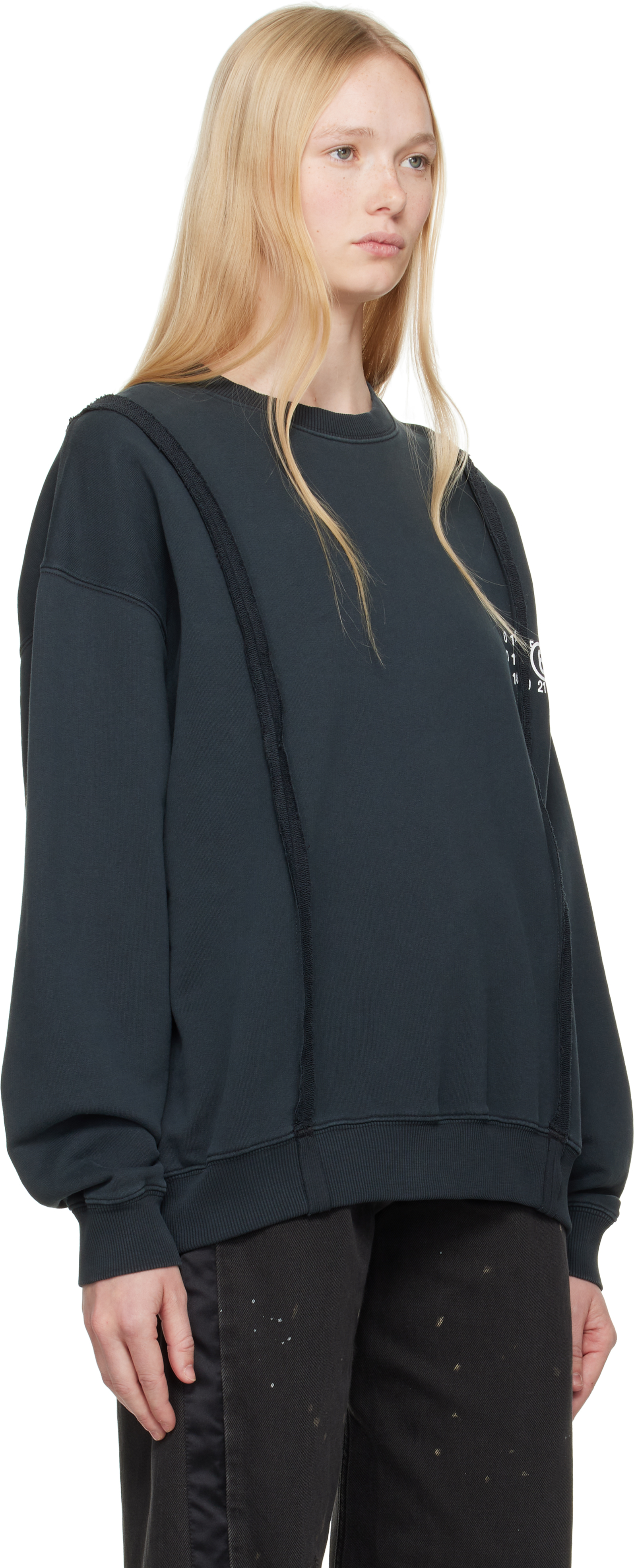 Mm6 Maison Margiela Black Ribbon Sweatshirt In 900 Black