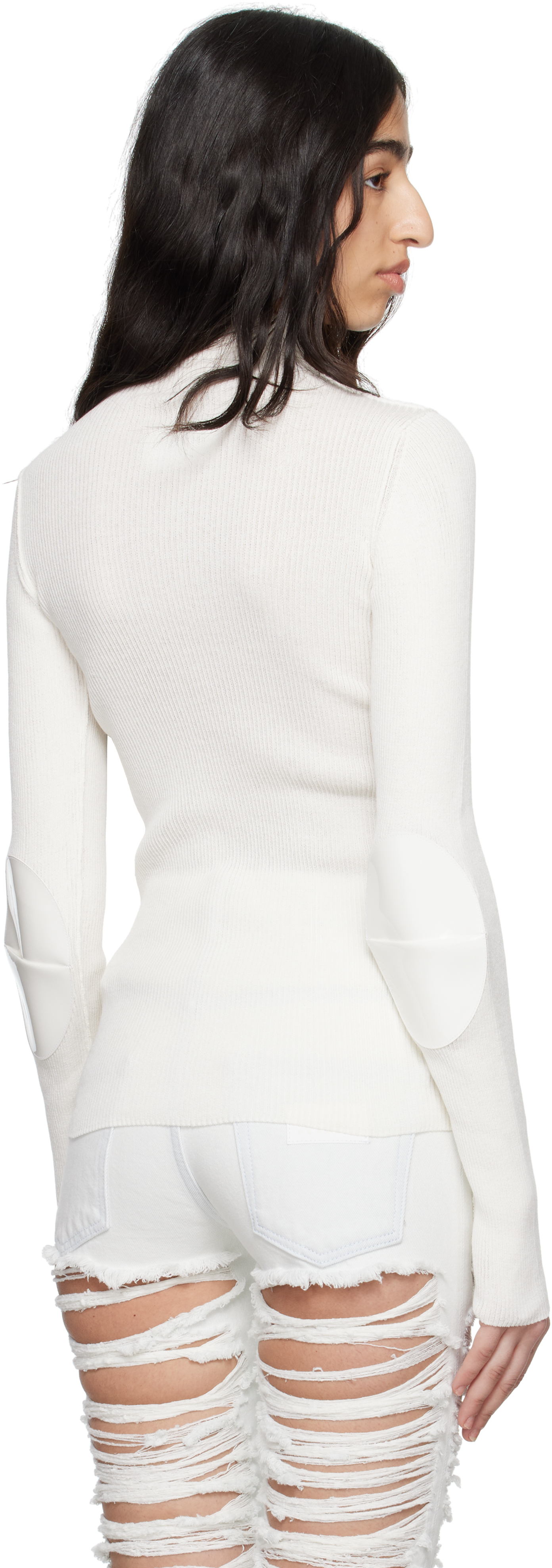 Mm6 Maison Margiela Off-white Elbow Patch Turtleneck In 101 Off White