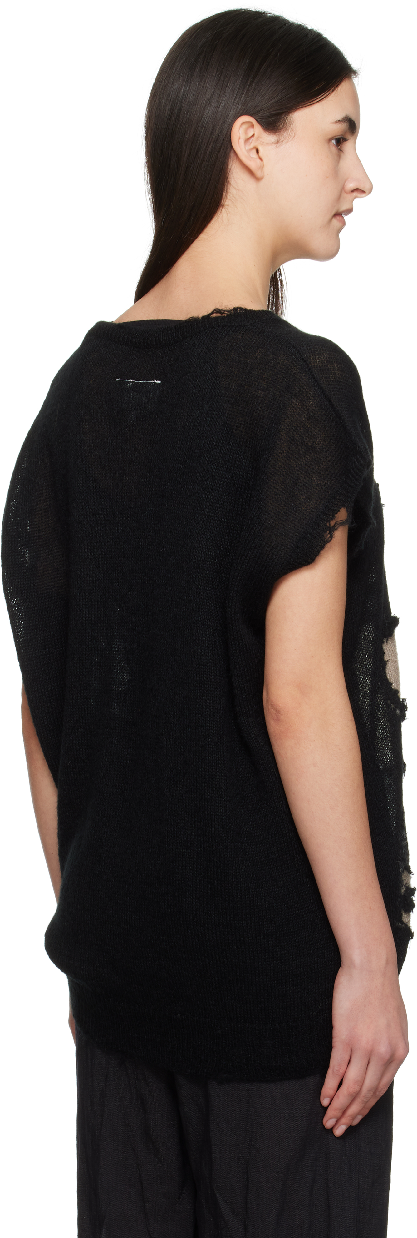 Mm6 Maison Margiela Abstract Colourblock V-neck Vest In 962 Black/beige