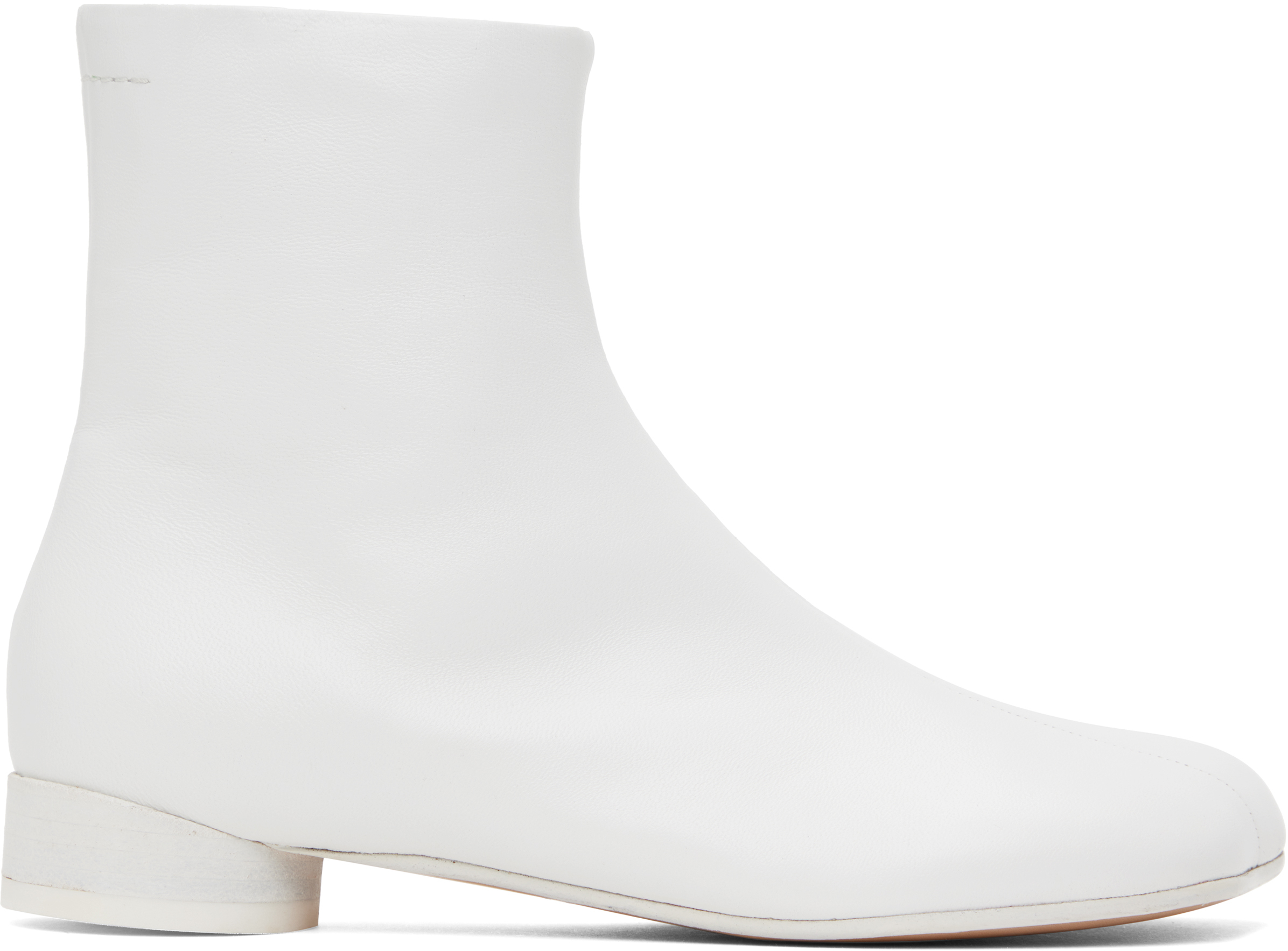 Mm6 Maison Margiela White Anatomic Ankle Boots In T1003 White