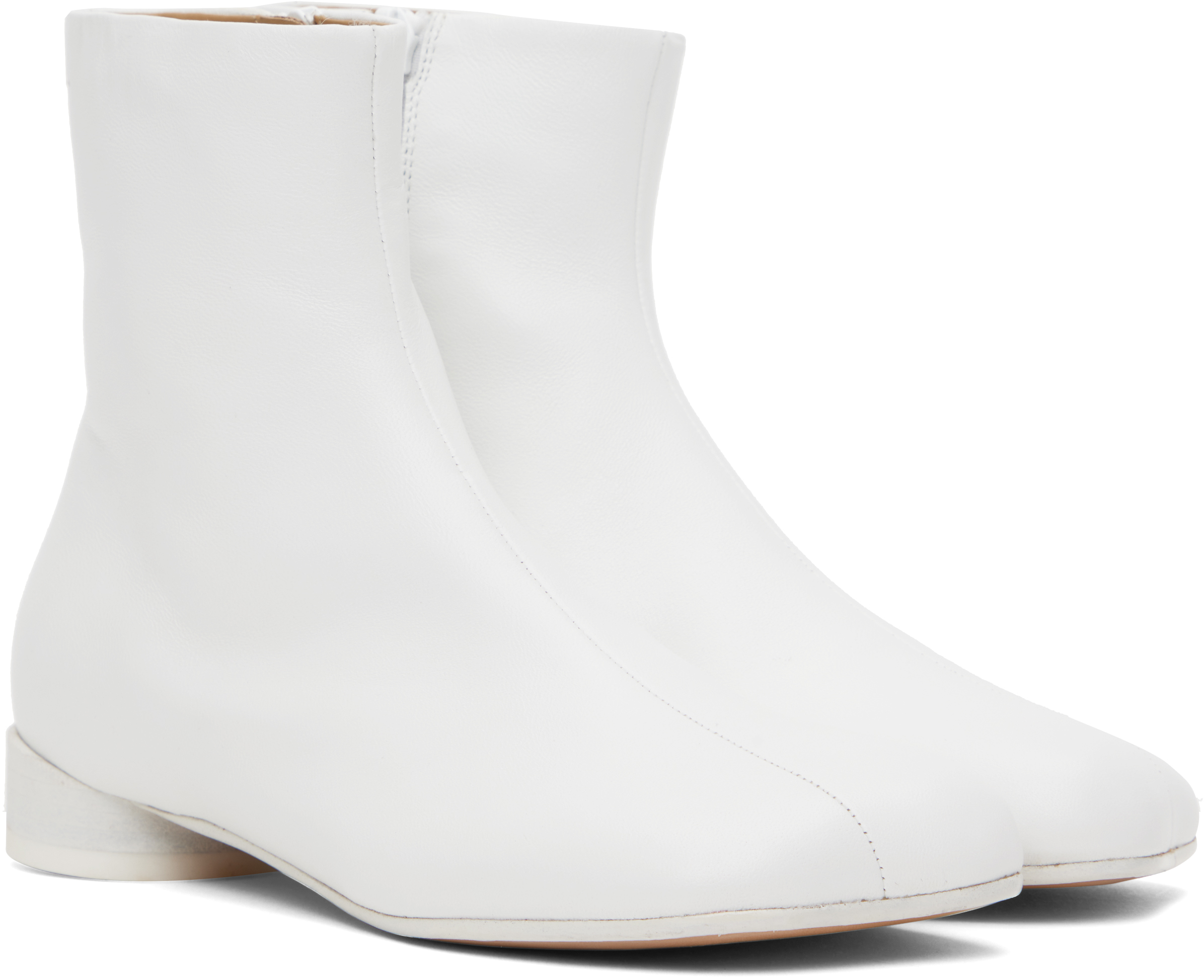 Mm6 Maison Margiela White Anatomic Ankle Boots In T1003 White