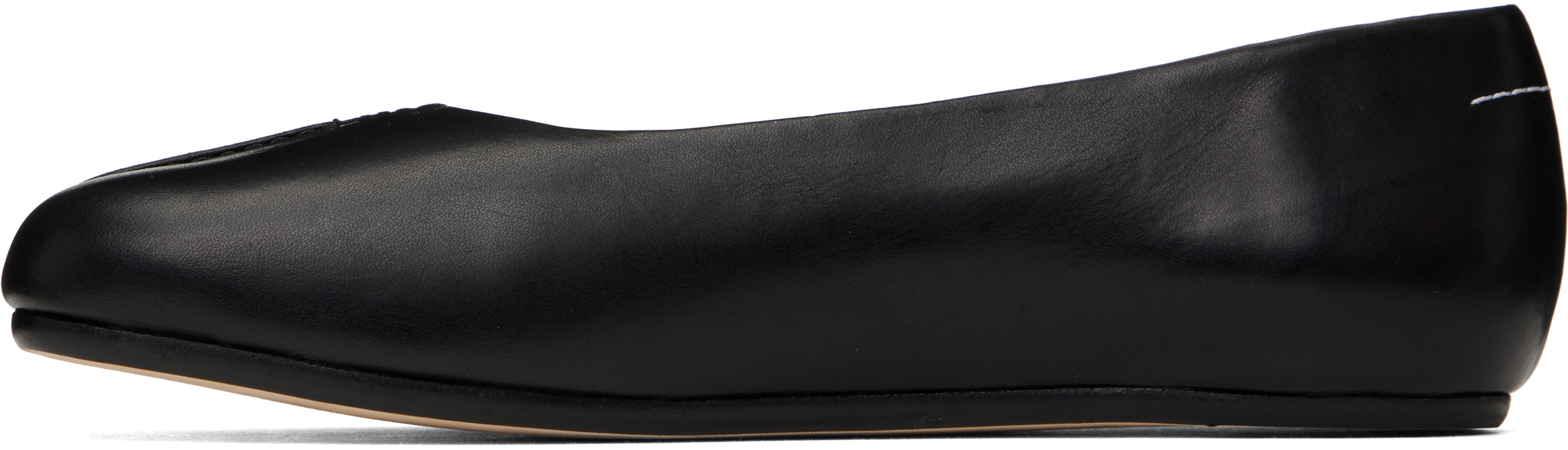 Shop Mm6 Maison Margiela Black Leather Anatomic Ballerina Flats In T8013 Black