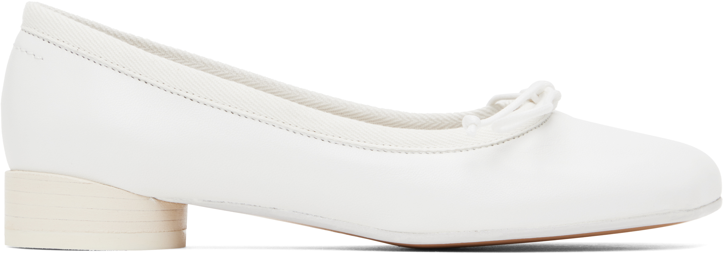 White Anatomic Classic Ballerina Flats by MM6 Maison