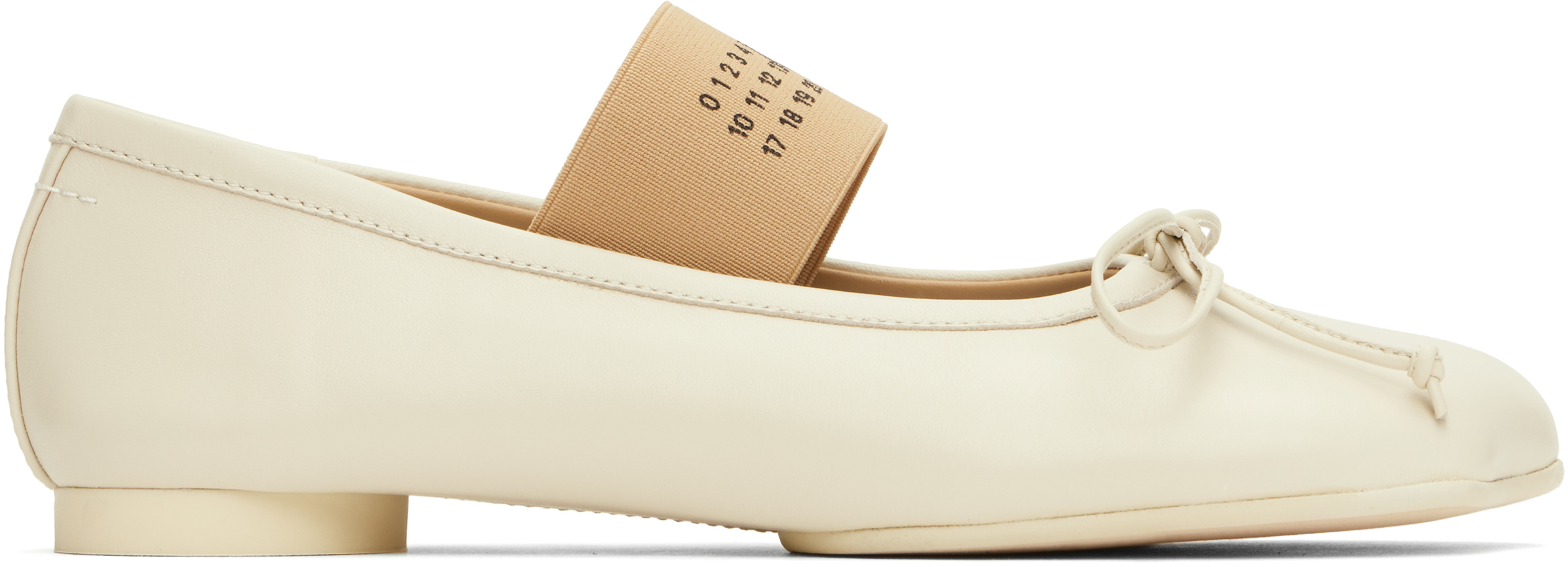 Shop Mm6 Maison Margiela Off-white Anatomic Ballerina Flats In T2012 Banana Crepe
