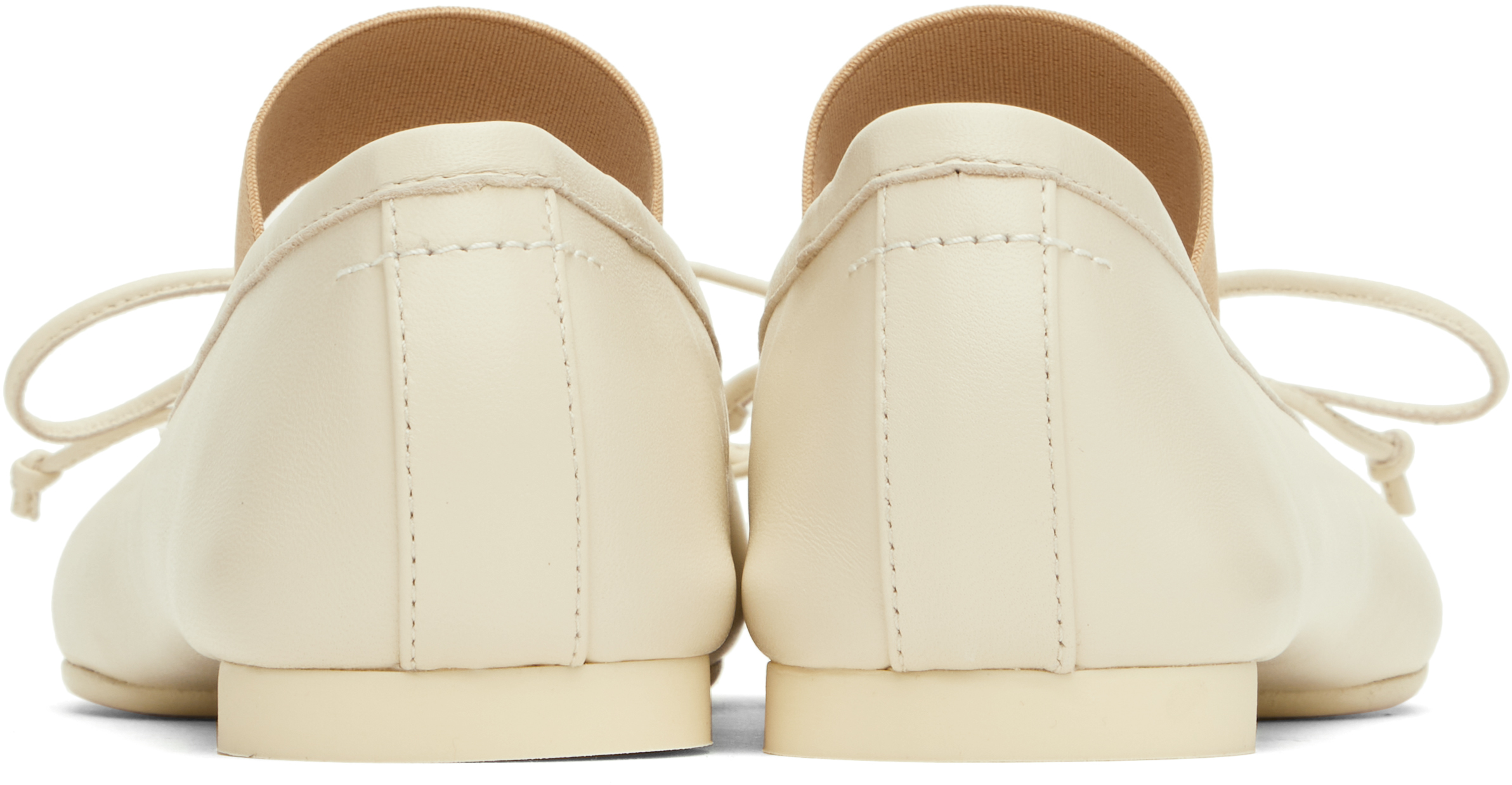 Shop Mm6 Maison Margiela Off-white Anatomic Ballerina Flats In T2012 Banana Crepe