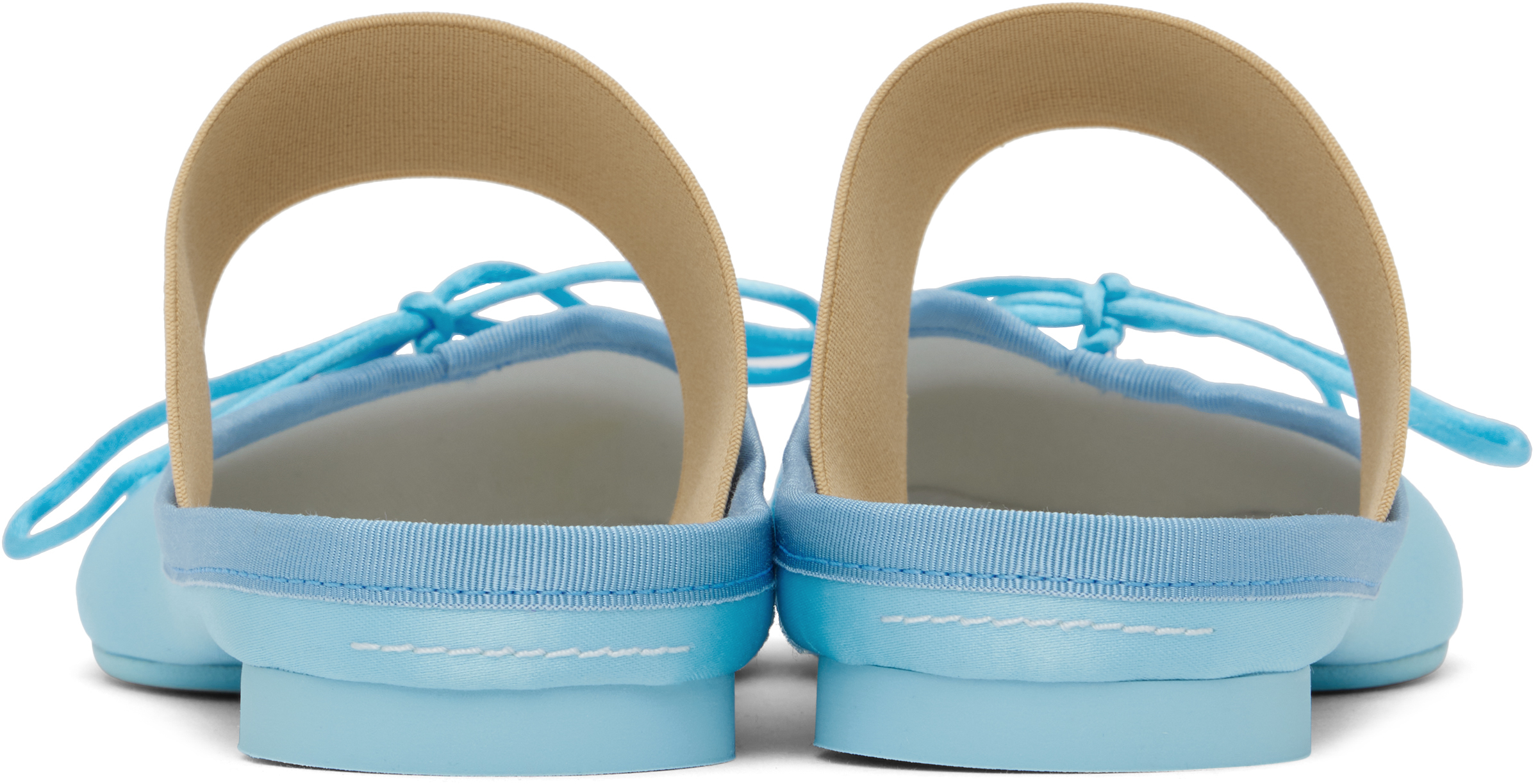 Shop Mm6 Maison Margiela Blue Satin Ballerina Mules In T6231 Petit Four