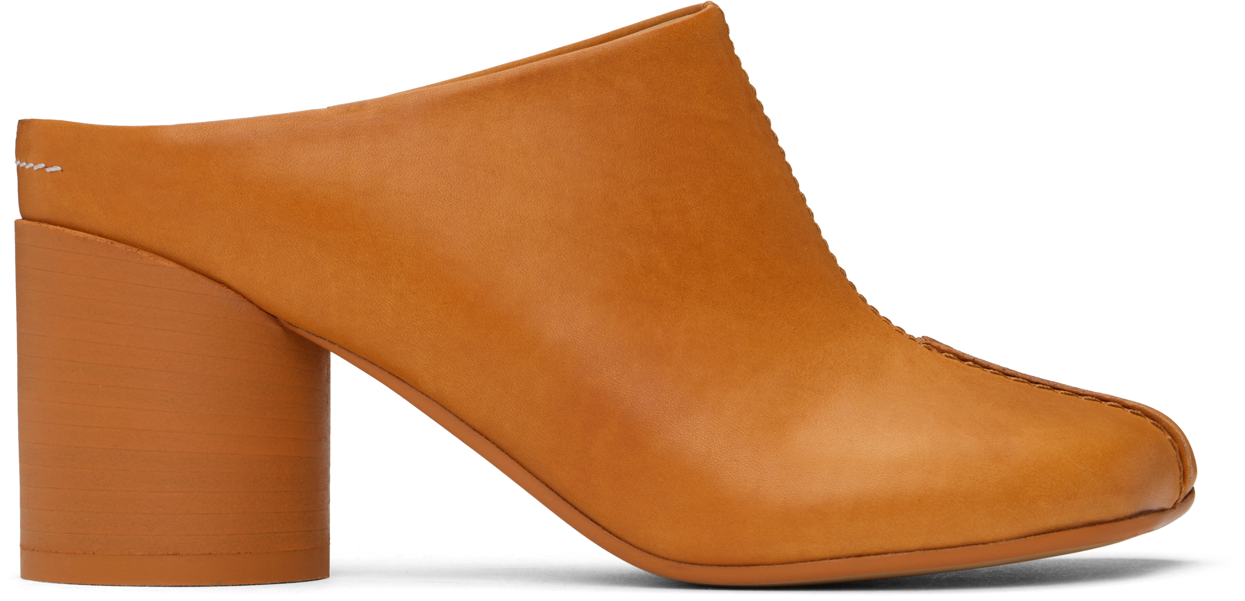 Black Shiny Vegetable Tanned Leather Mules
