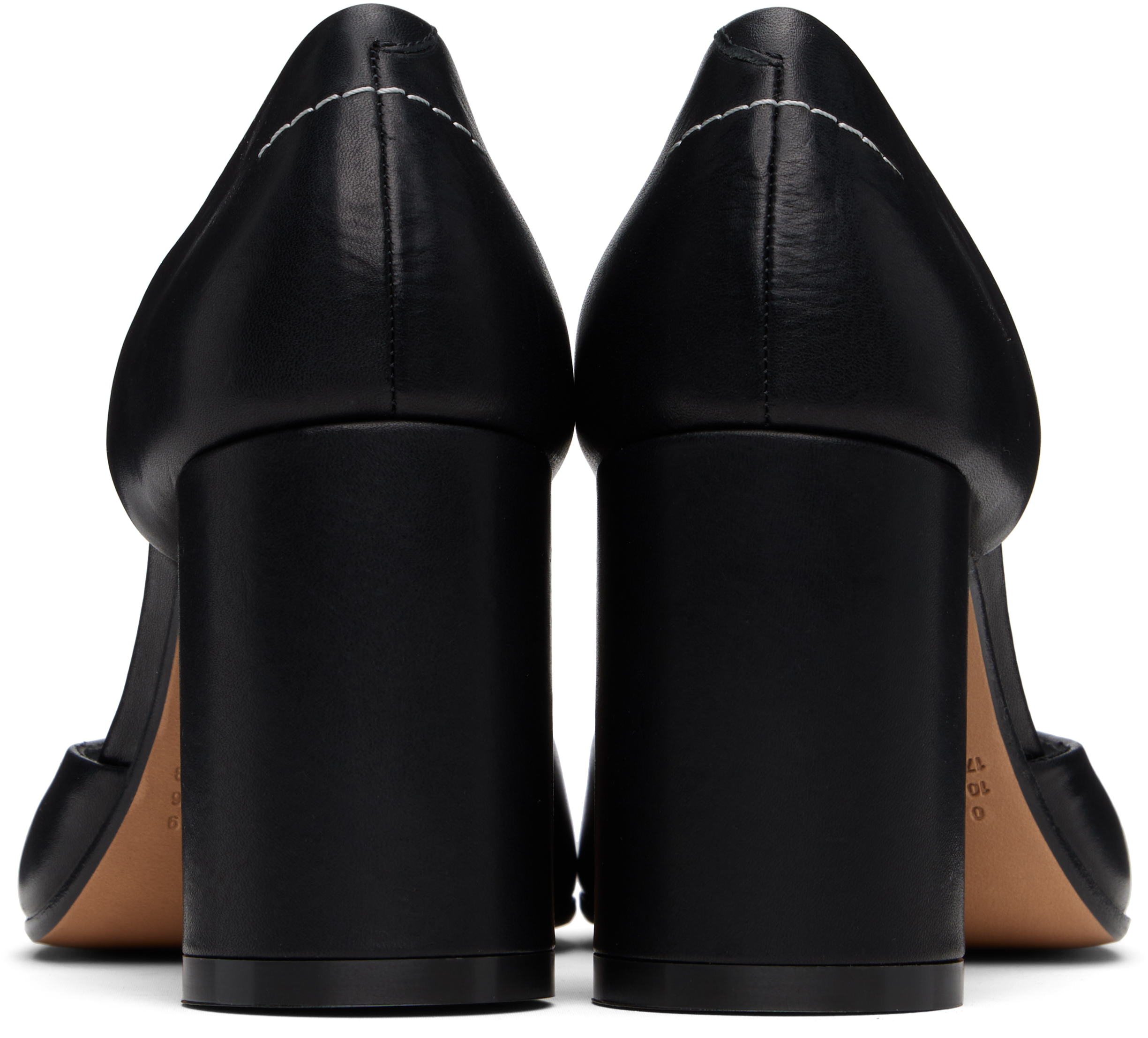 Mm6 Maison Margiela Black Shiny Vegetable Tanned Leather Court Heels In T8013 Black