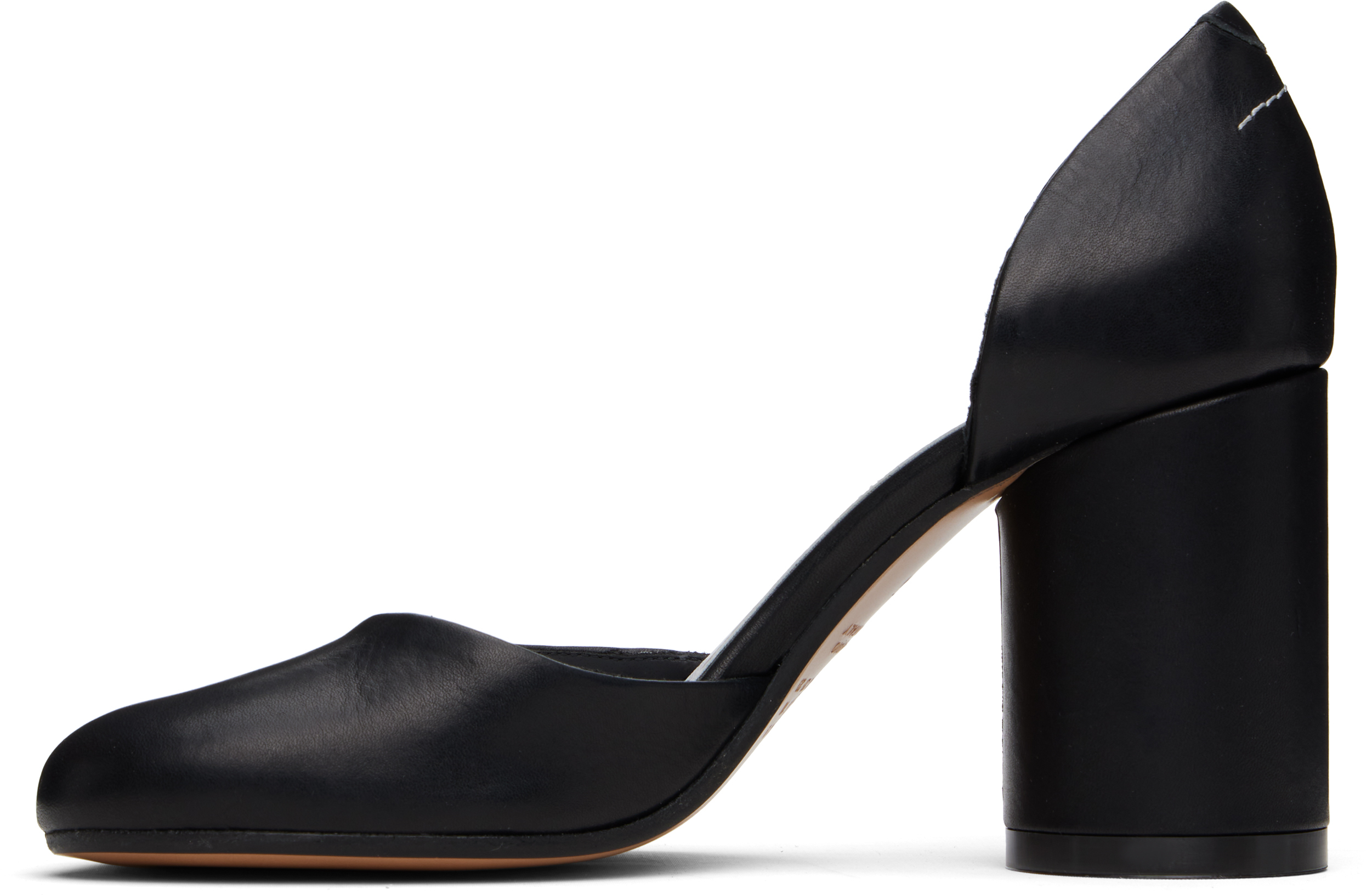 Mm6 Maison Margiela Black Shiny Vegetable Tanned Leather Court Heels In T8013 Black