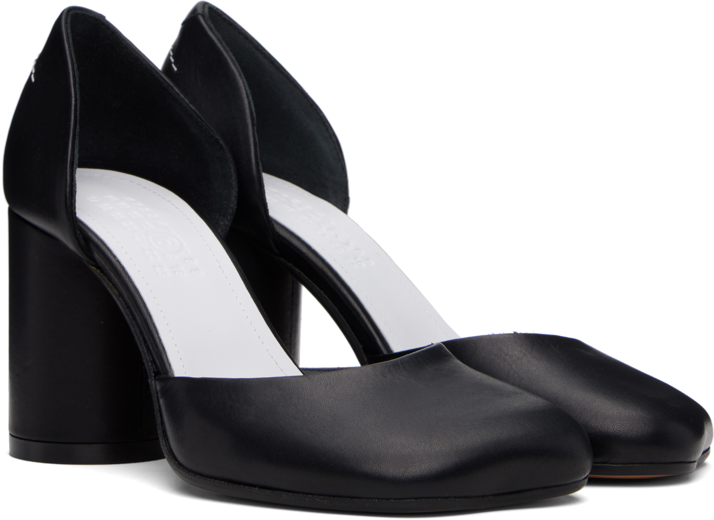 Mm6 Maison Margiela Black Shiny Vegetable Tanned Leather Court Heels In T8013 Black