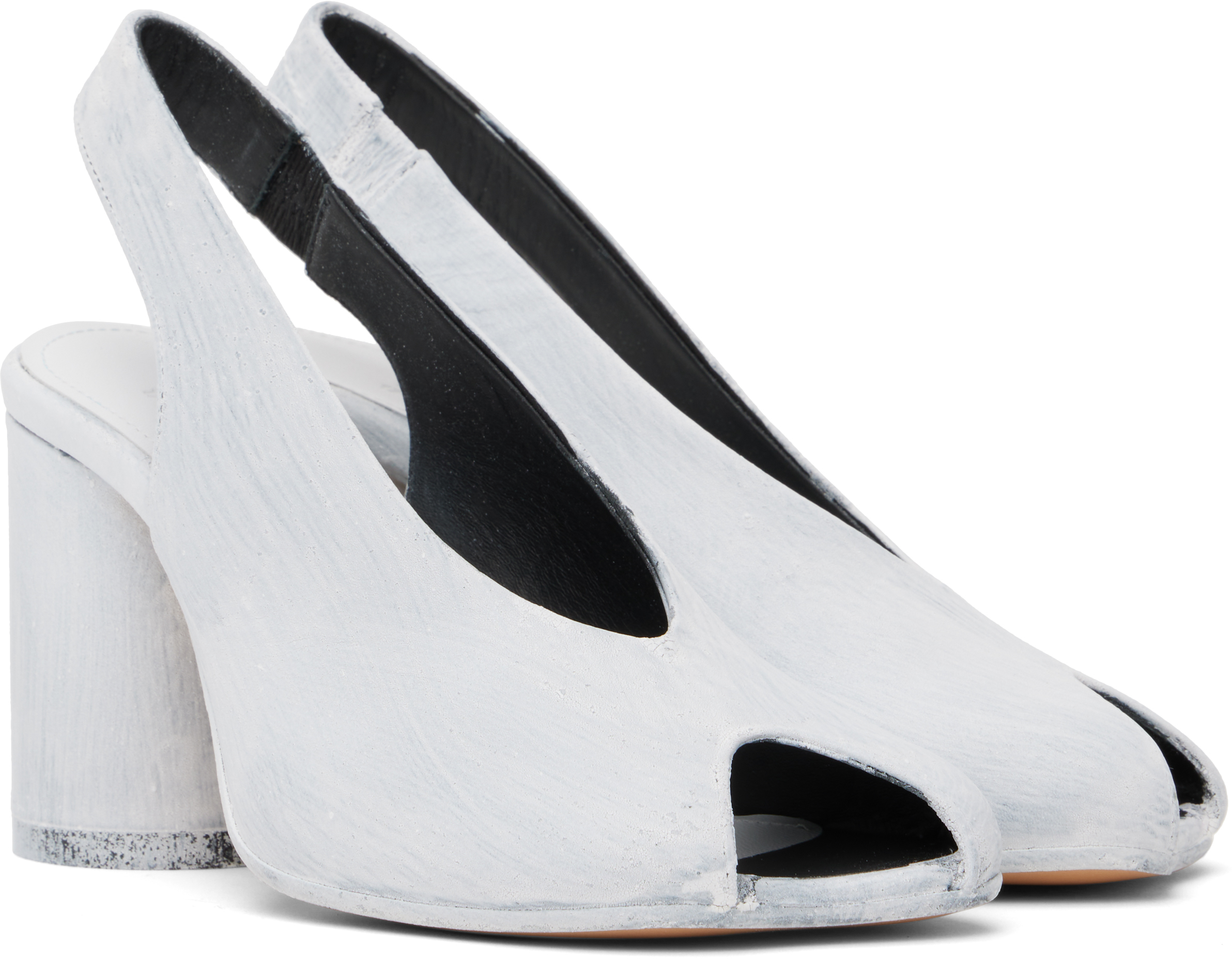 Shop Mm6 Maison Margiela White Painted Anatomic Heeled Sandals