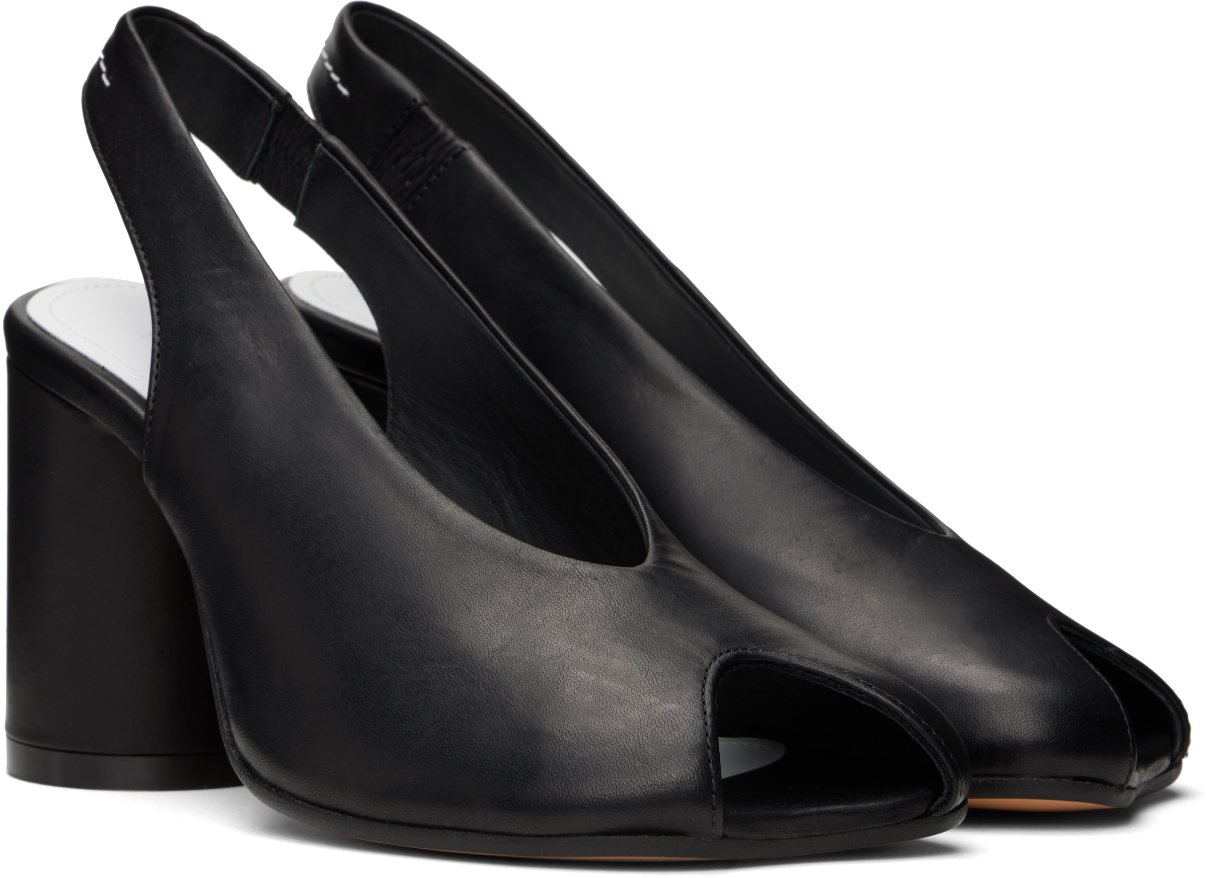 Mm6 Maison Margiela Block Heel Leather Open Toe Sandals