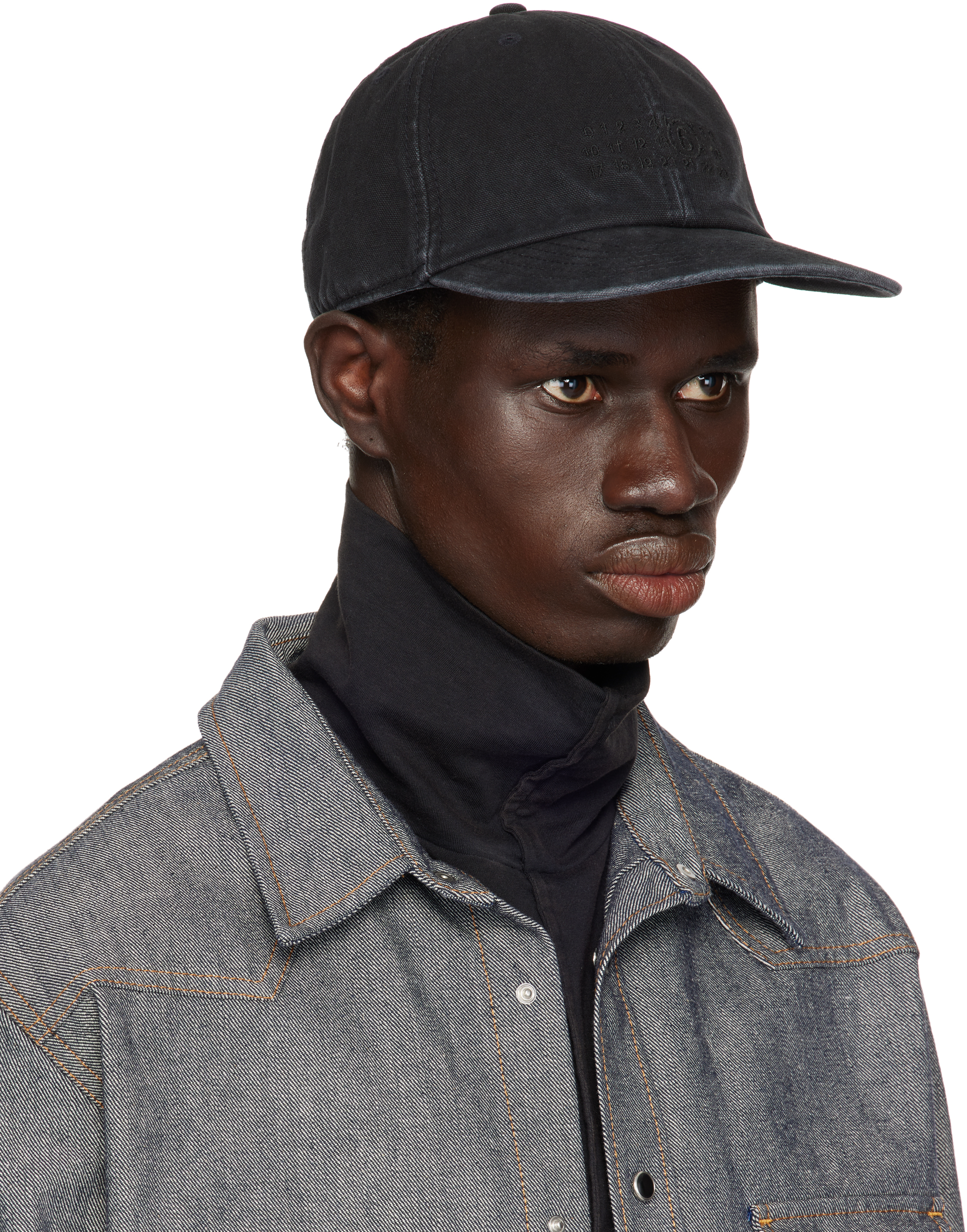 Mm6 Maison Margiela Black Canvas Cap In 899 Washed Black