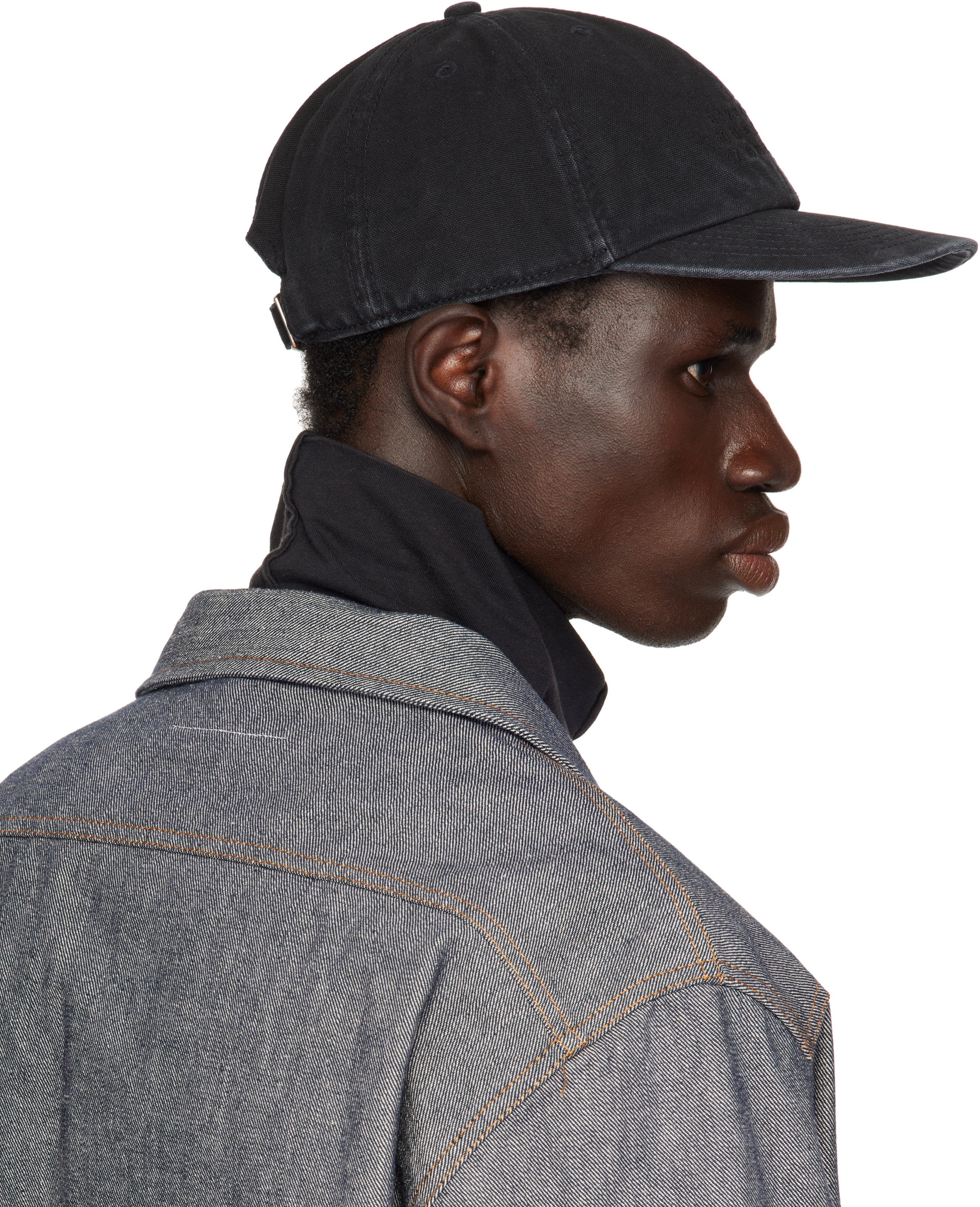 Mm6 Maison Margiela Black Canvas Cap In 899 Washed Black