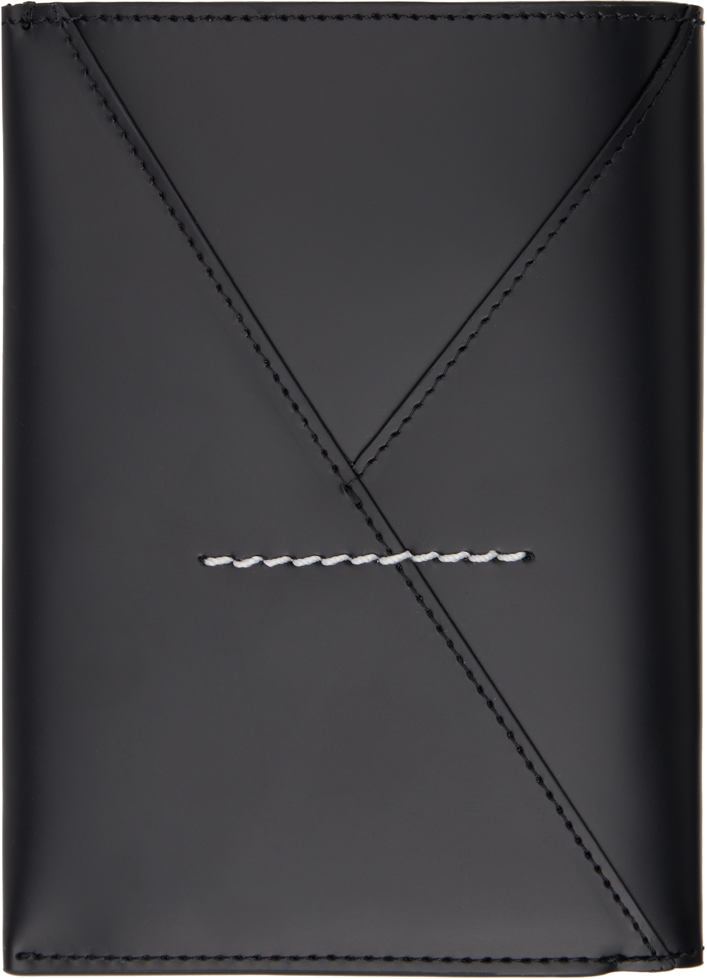 Mm6 Maison Margiela Black Calfskin Passport Holder In T8013 Black