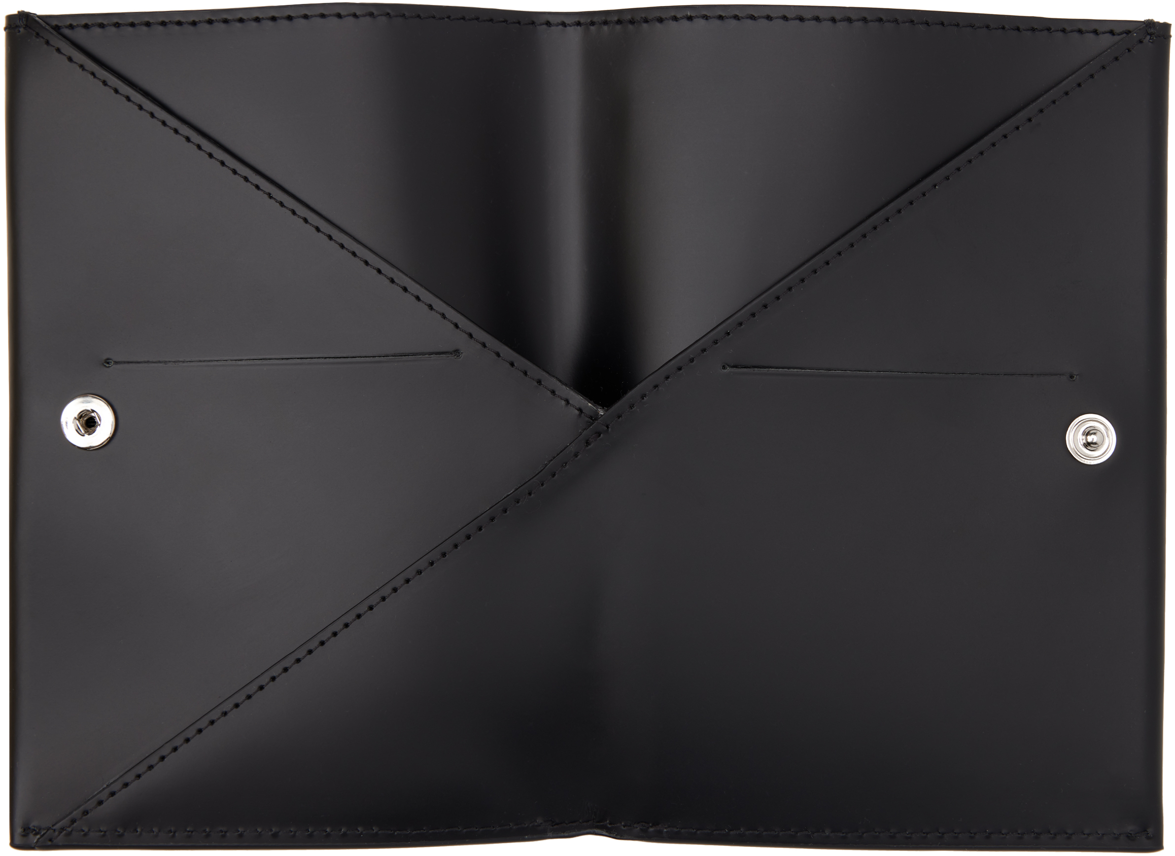 Mm6 Maison Margiela Black Calfskin Passport Holder In T8013 Black