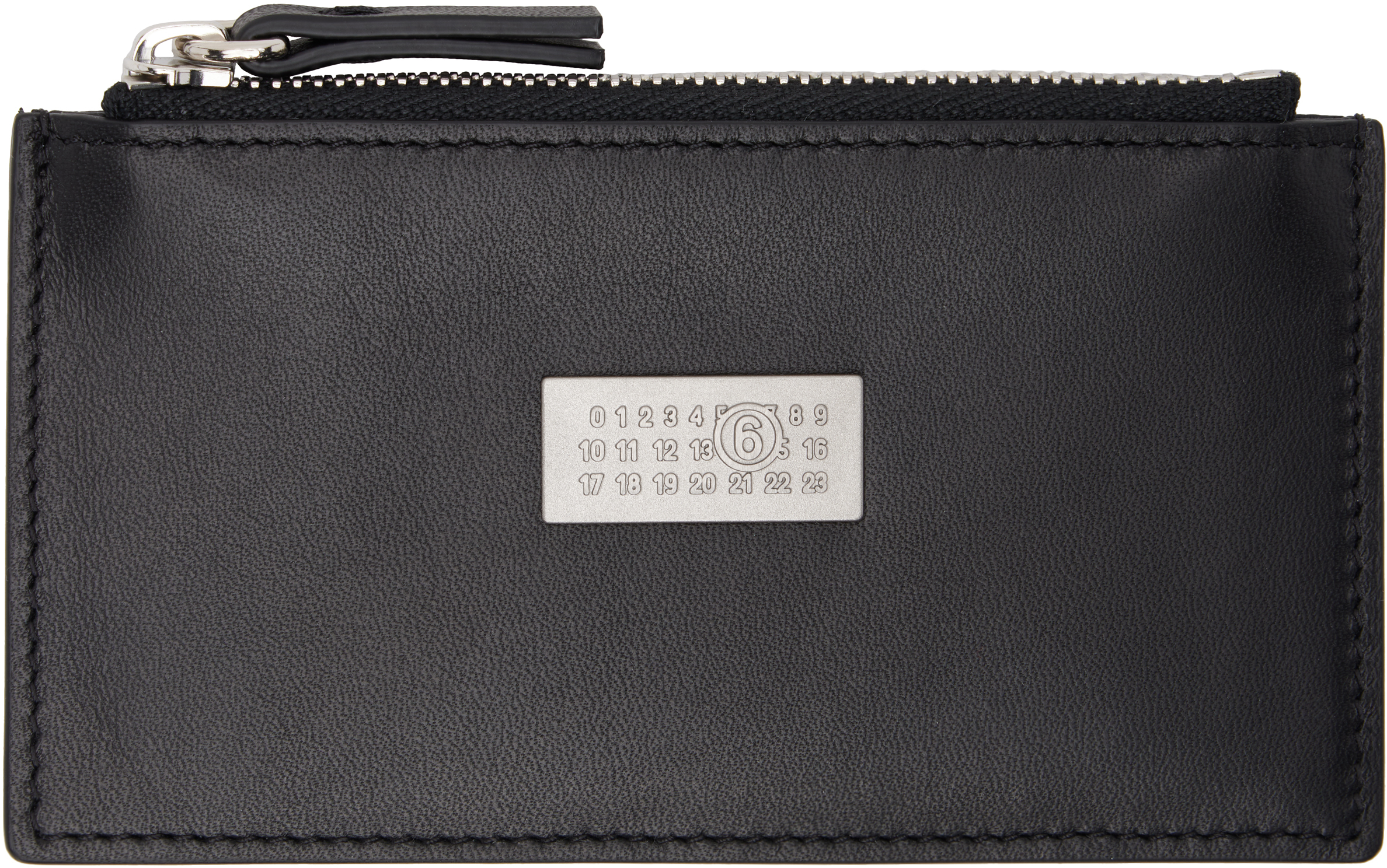 Mm6 Maison Margiela Black Leather Card Holder