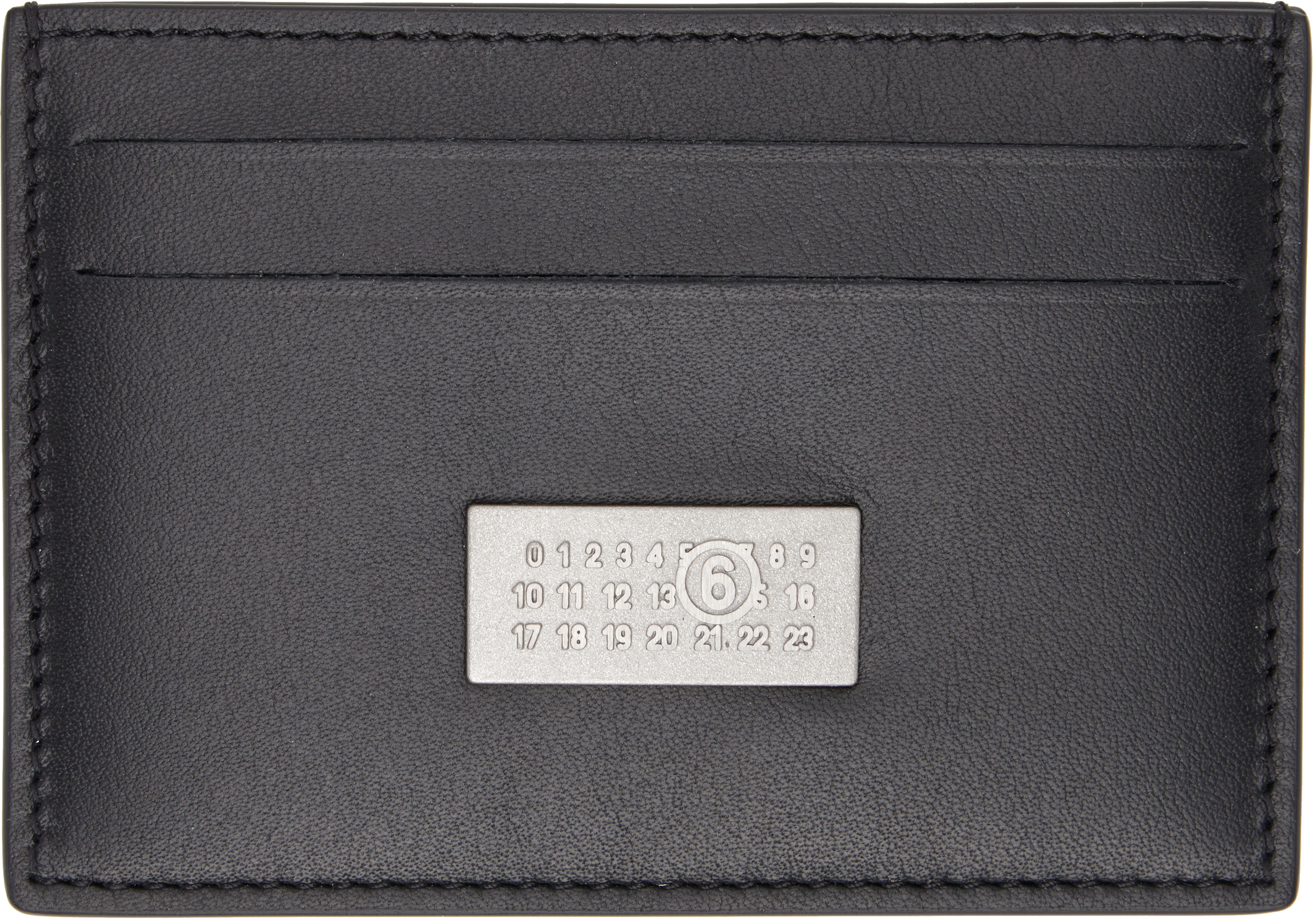 Mm6 Maison Margiela Black Leather Card Holder