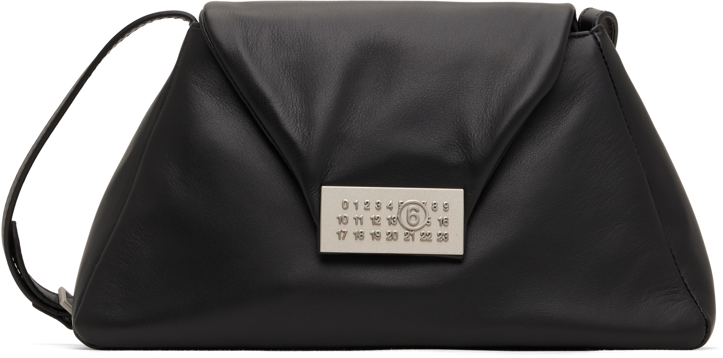 Black Leather Numeric Medium Bag by MM6 Maison Margiela on Sale