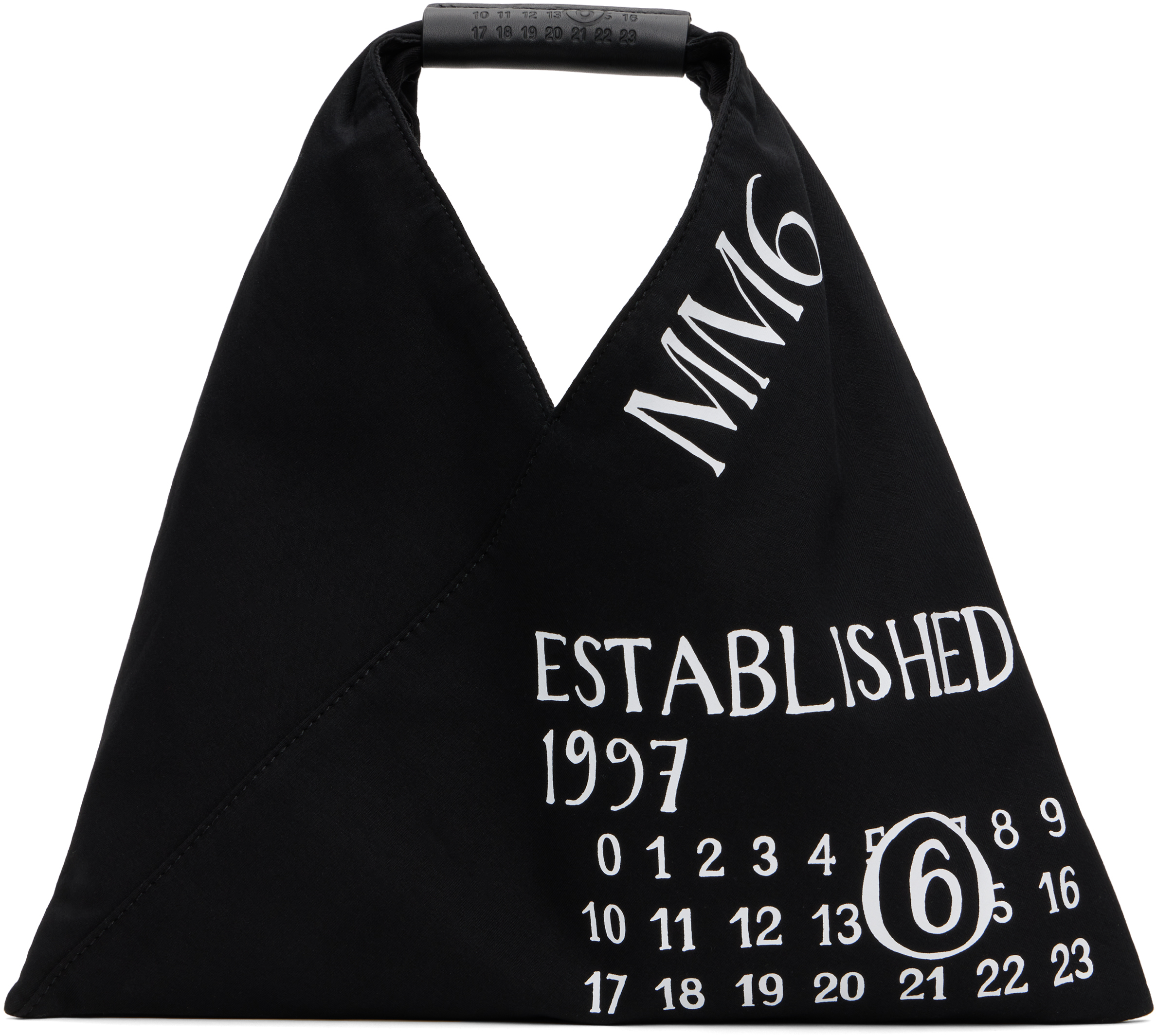 【MM6】ホワイト ミニ Established Print ジャージ トートバッグ MM6 Maison Margiela Classic Japanese Established-Print Tote