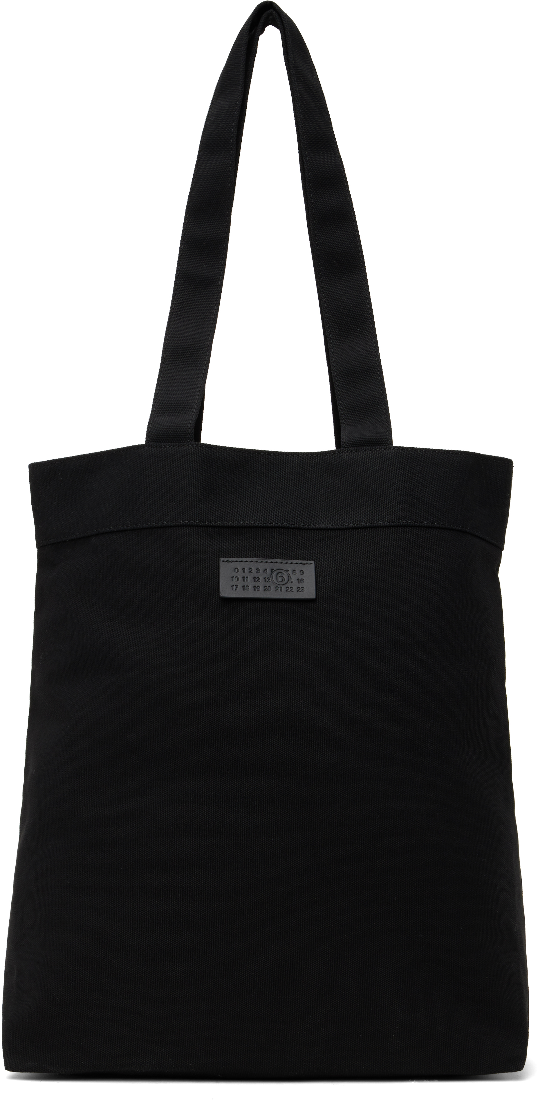 MM6 Maison Margiela 黒トートバッグ MM6 Maison Margiela: ブラック Reversix キャンバス トート