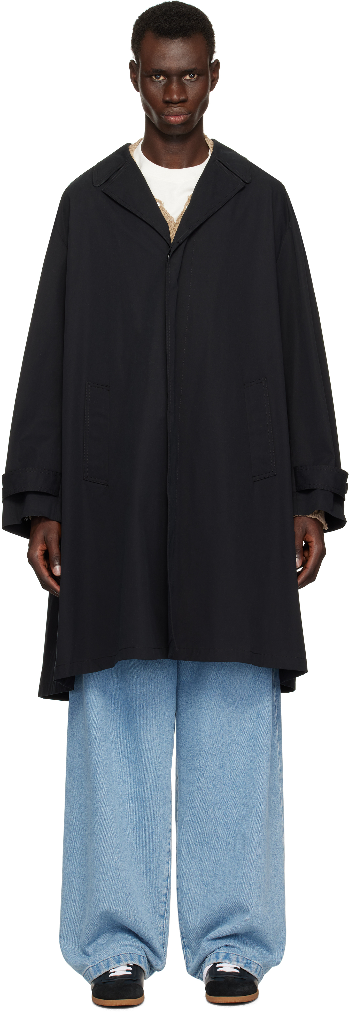 Black Twill Trench Coat