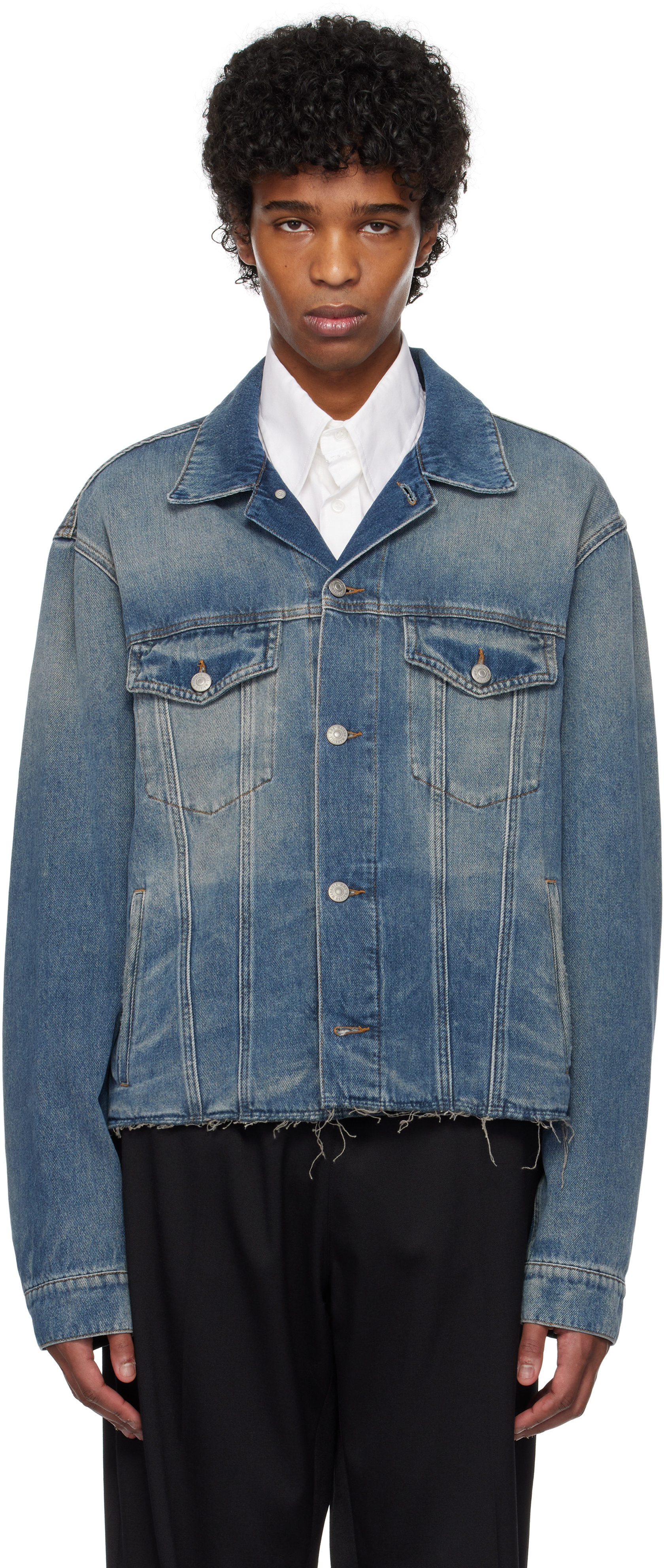 Blue Raw Edge Denim Jacket