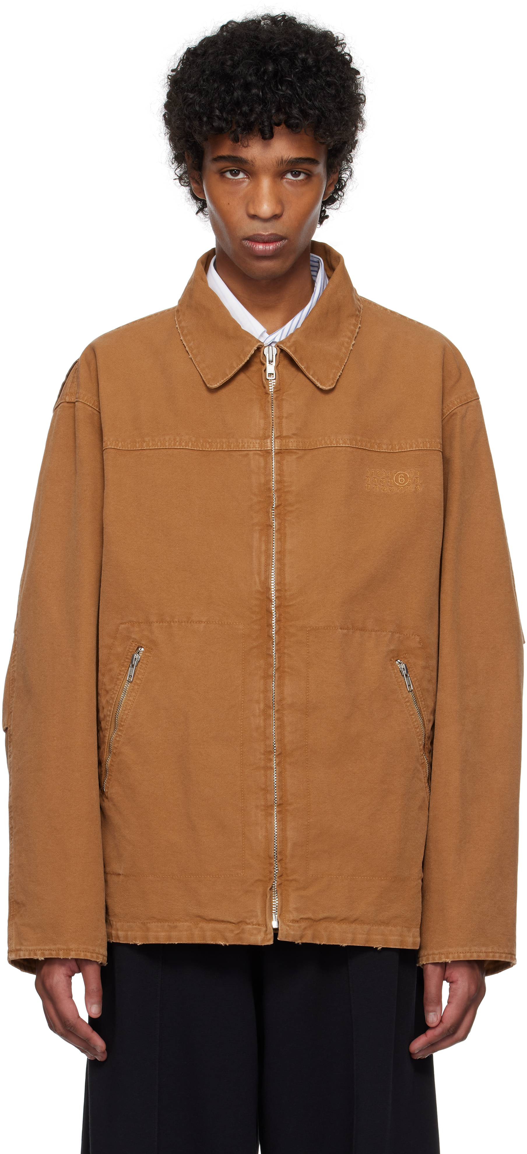 MM6 Maison Margiela: Tan Canvas Jacket | SSENSE