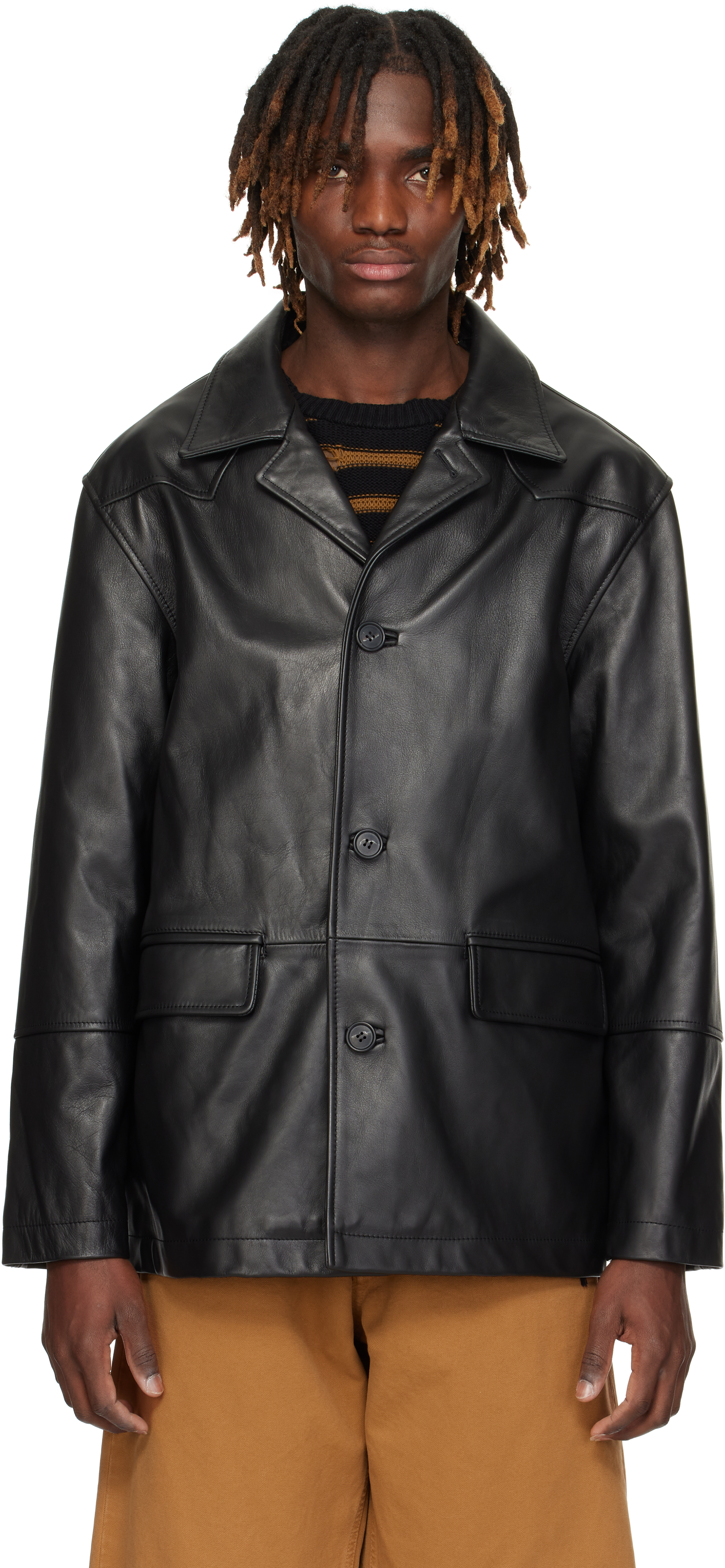 Black Sports Leather Jacket