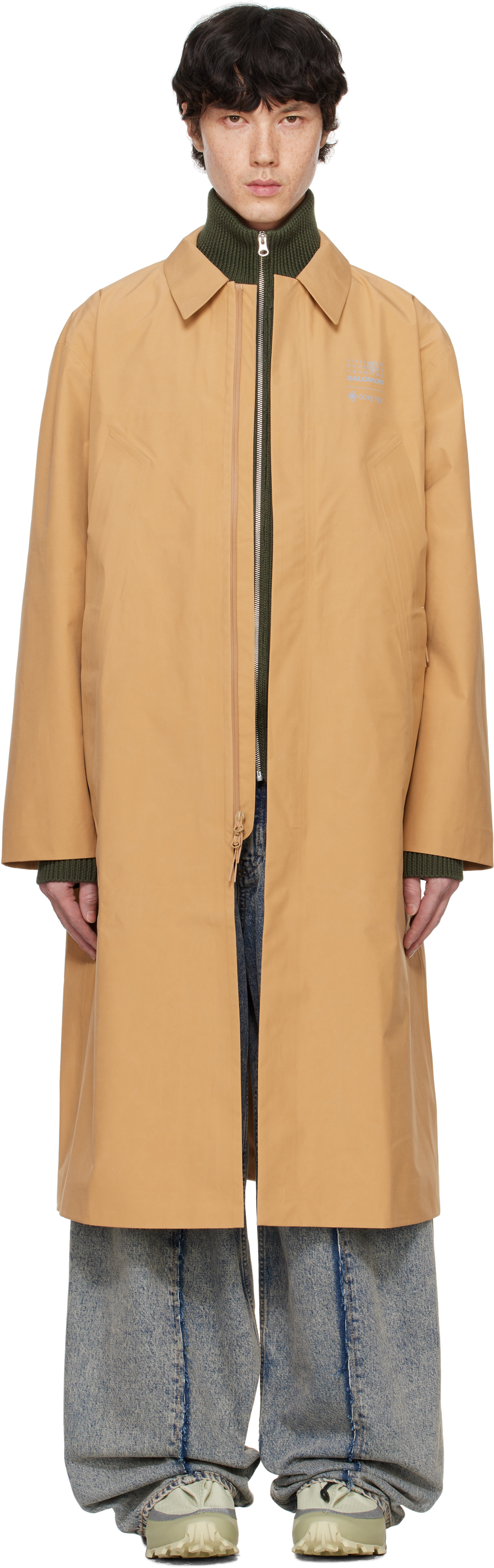 Tan Salomon Edition Outerwear Trench Coat