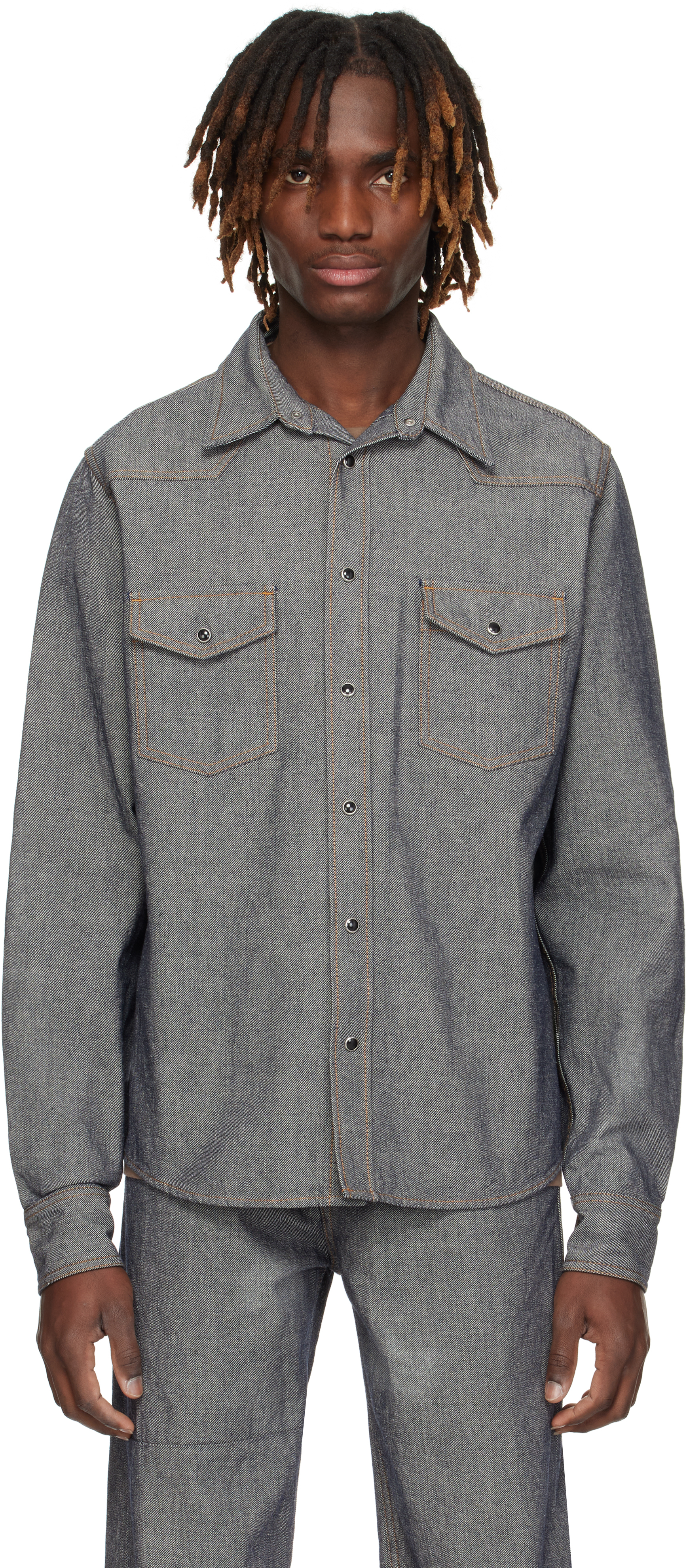 Gray Rinsed Denim Shirt